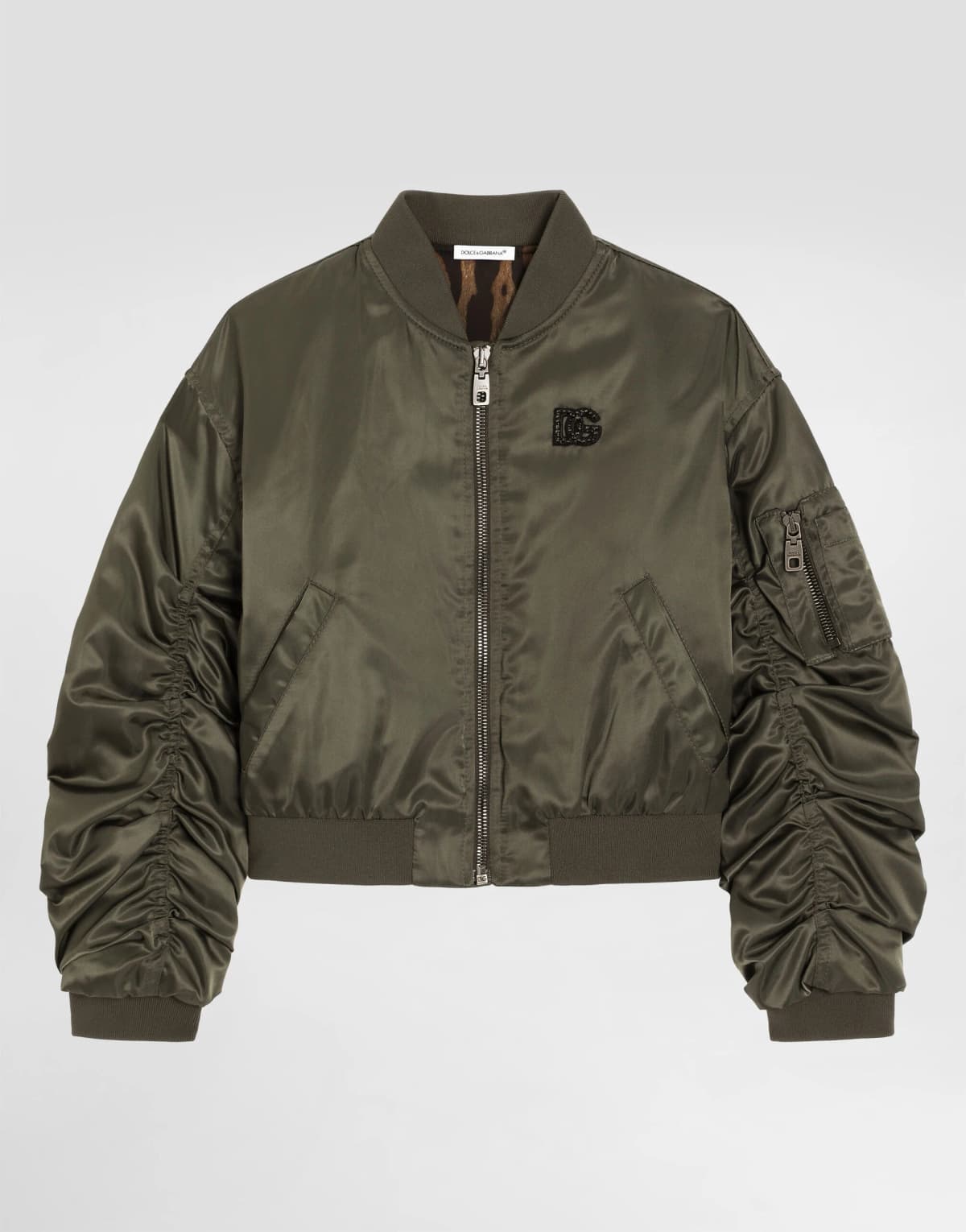 Dolce & Gabbana Kids Dziecięca kurtka bomber z nylonowego płótna