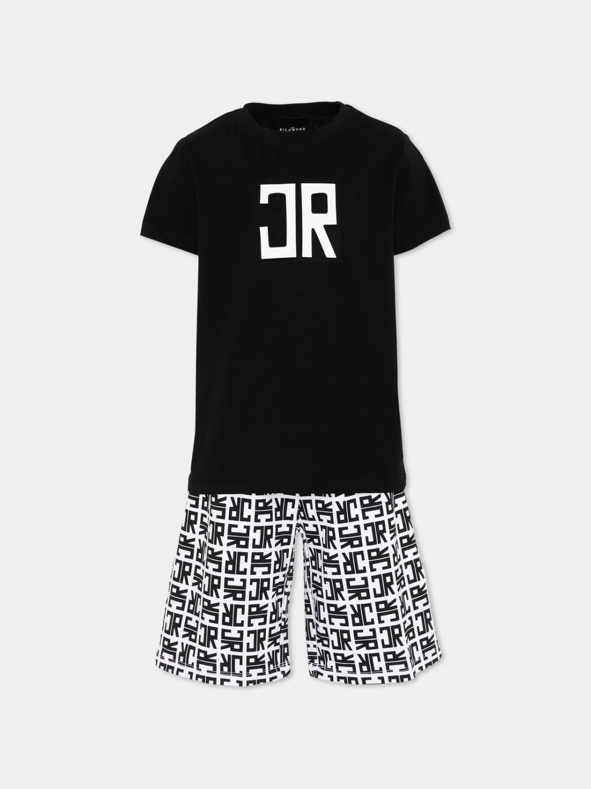 John Richmond Junior Dziecięcy zestaw T-shirt i szorty ZAGA z monogramem JR