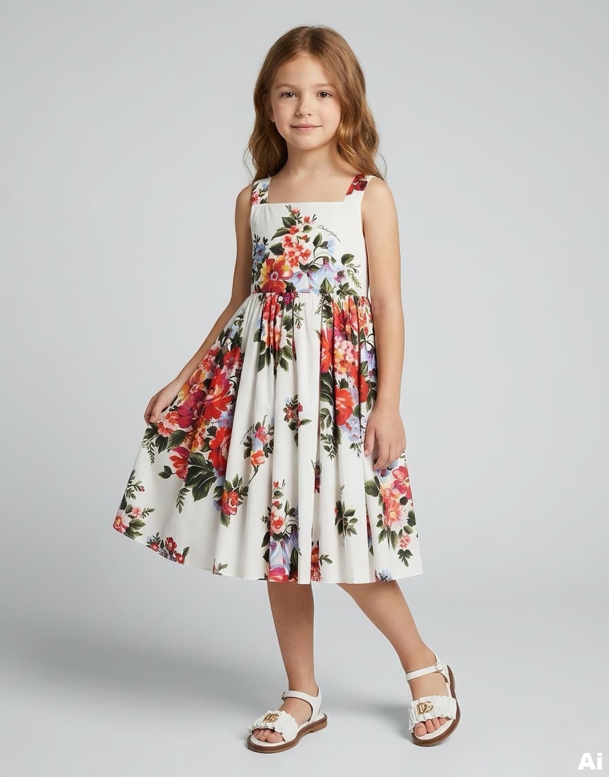 Сукня Dolce & Gabbana Kids із поплін з принтом квіткового букета - 2