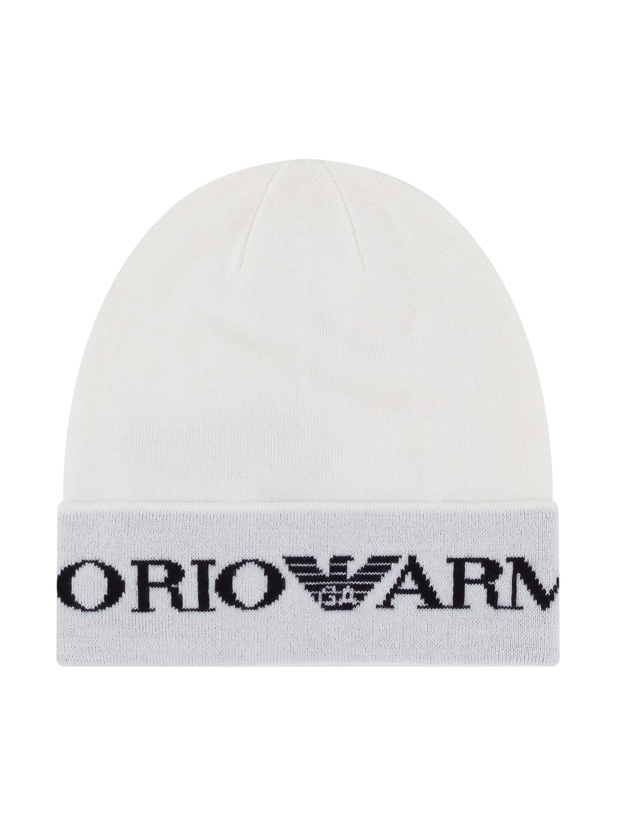 Emporio Armani Kids Knitted White Hat and Scarf Set with Intarsia Logo - 3