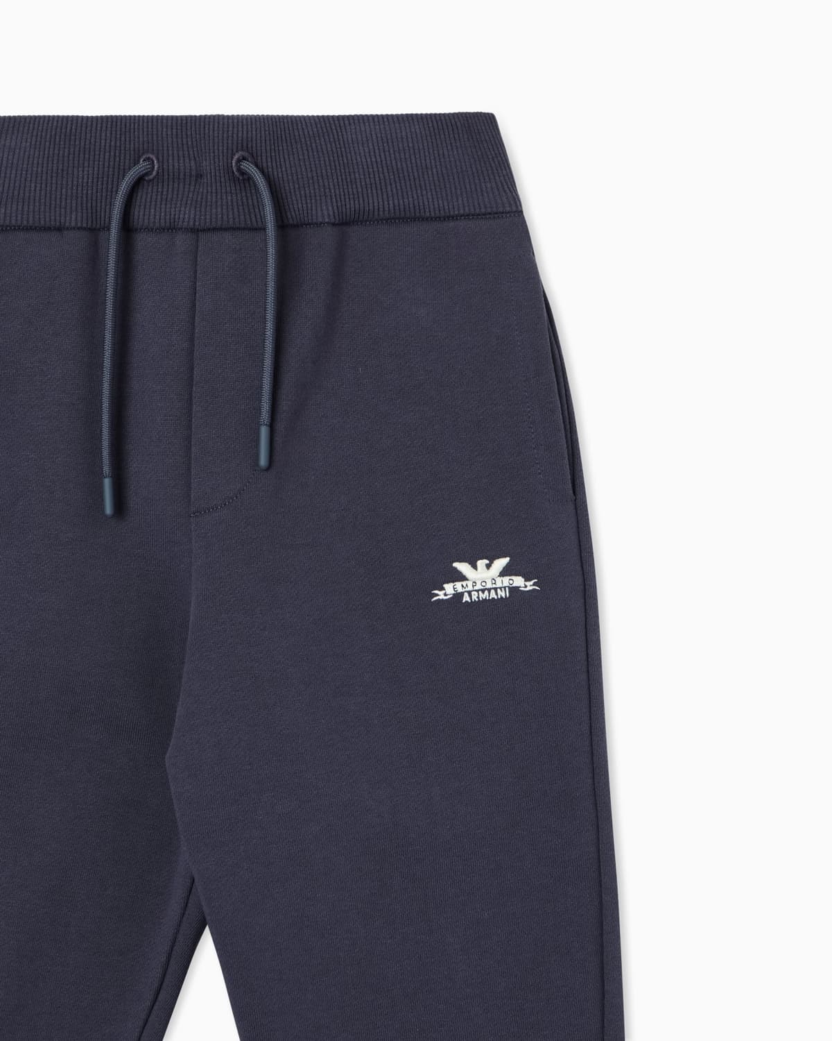 Emporio Armani Dziecięce spodnie dresowe z polaru bawełnianego z haftowanym logo - 2