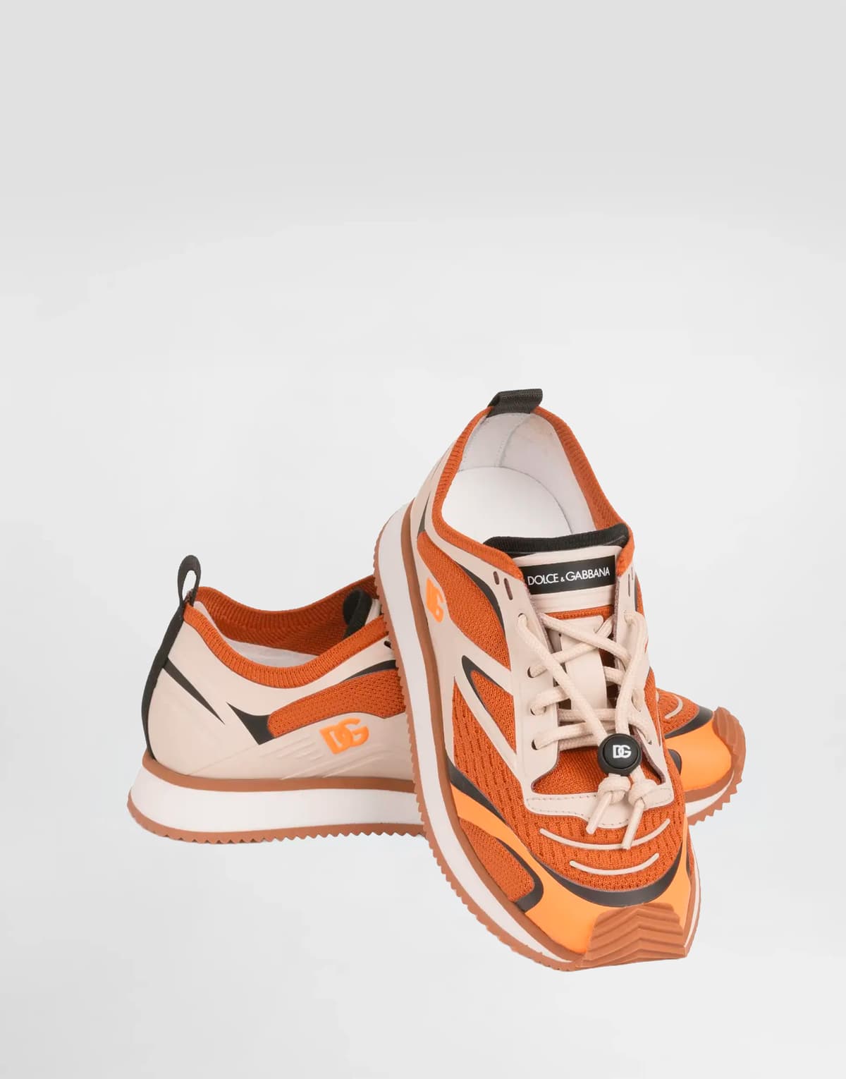 Dolce & Gabbana Kids' Orange Knit Mesh Low-Top Sneakers with DG Logo - 3