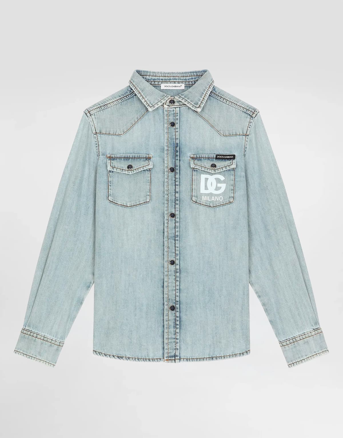 Dolce & Gabbana Kids Dziecięca koszula dżinsowa z logo DG