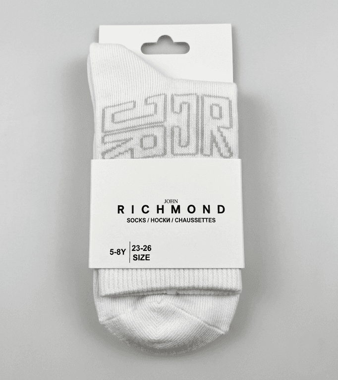 John Richmond Junior Kids' White Socks with Tonal JR Logo