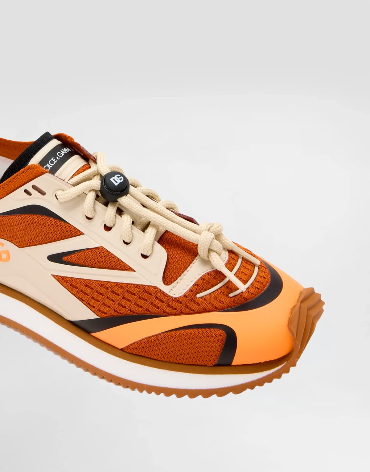 Dolce & Gabbana Kids' Orange Knit Mesh Low-Top Sneakers with DG Logo - 4