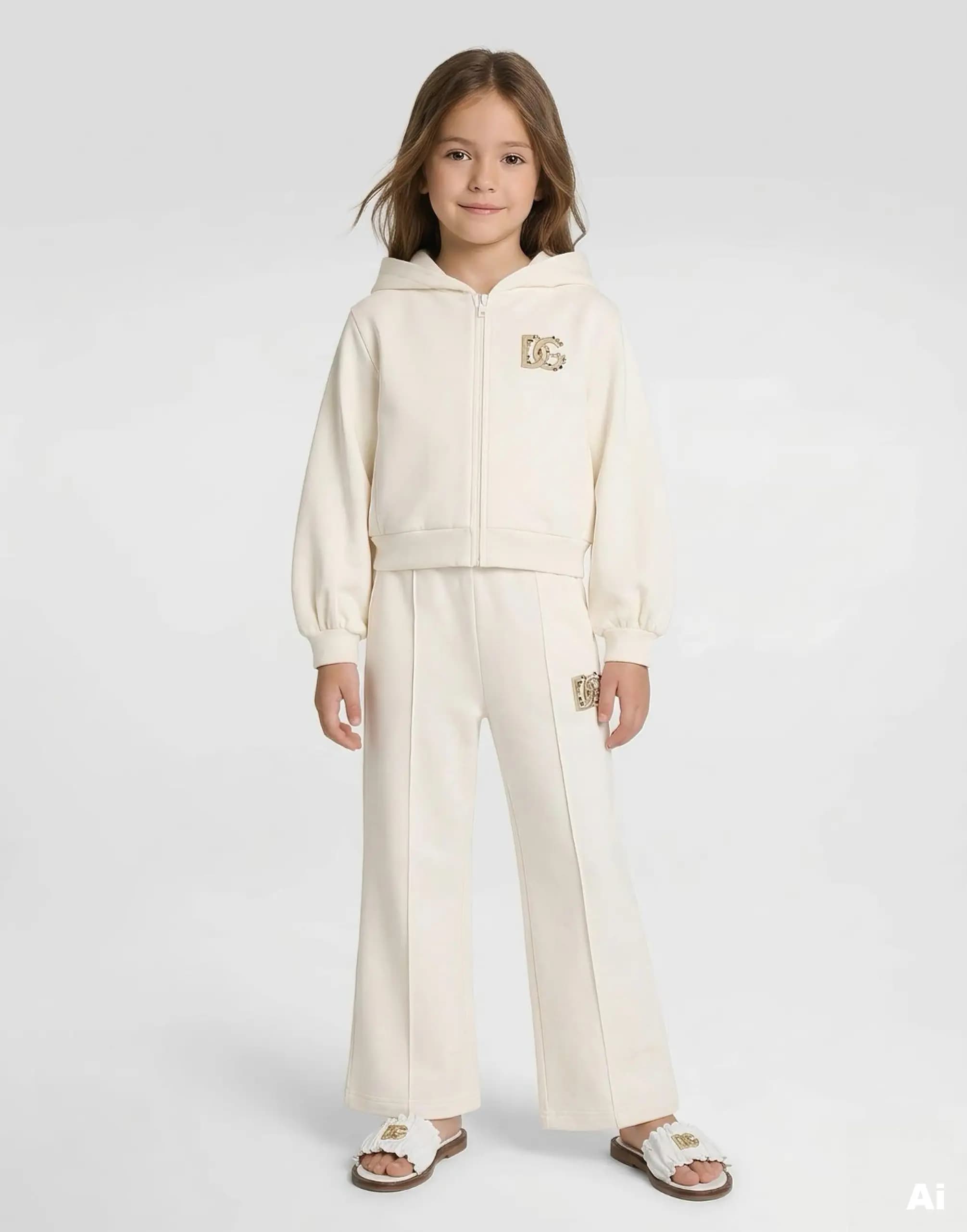Dolce & Gabbana Kids дитяча толстовка з капюшоном з вишивкою DG та стразами - 5