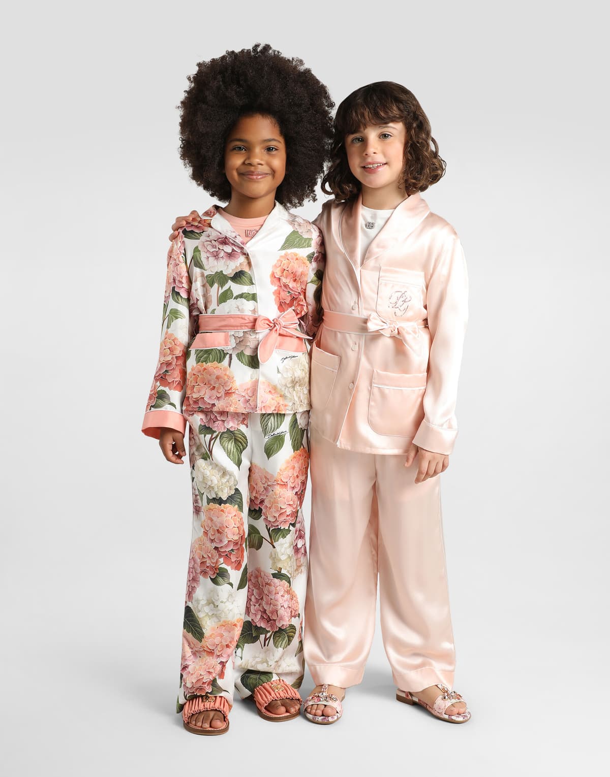 Dolce & Gabbana Kids дитячі штани з шовкового твілу з принтом гортензій - 7