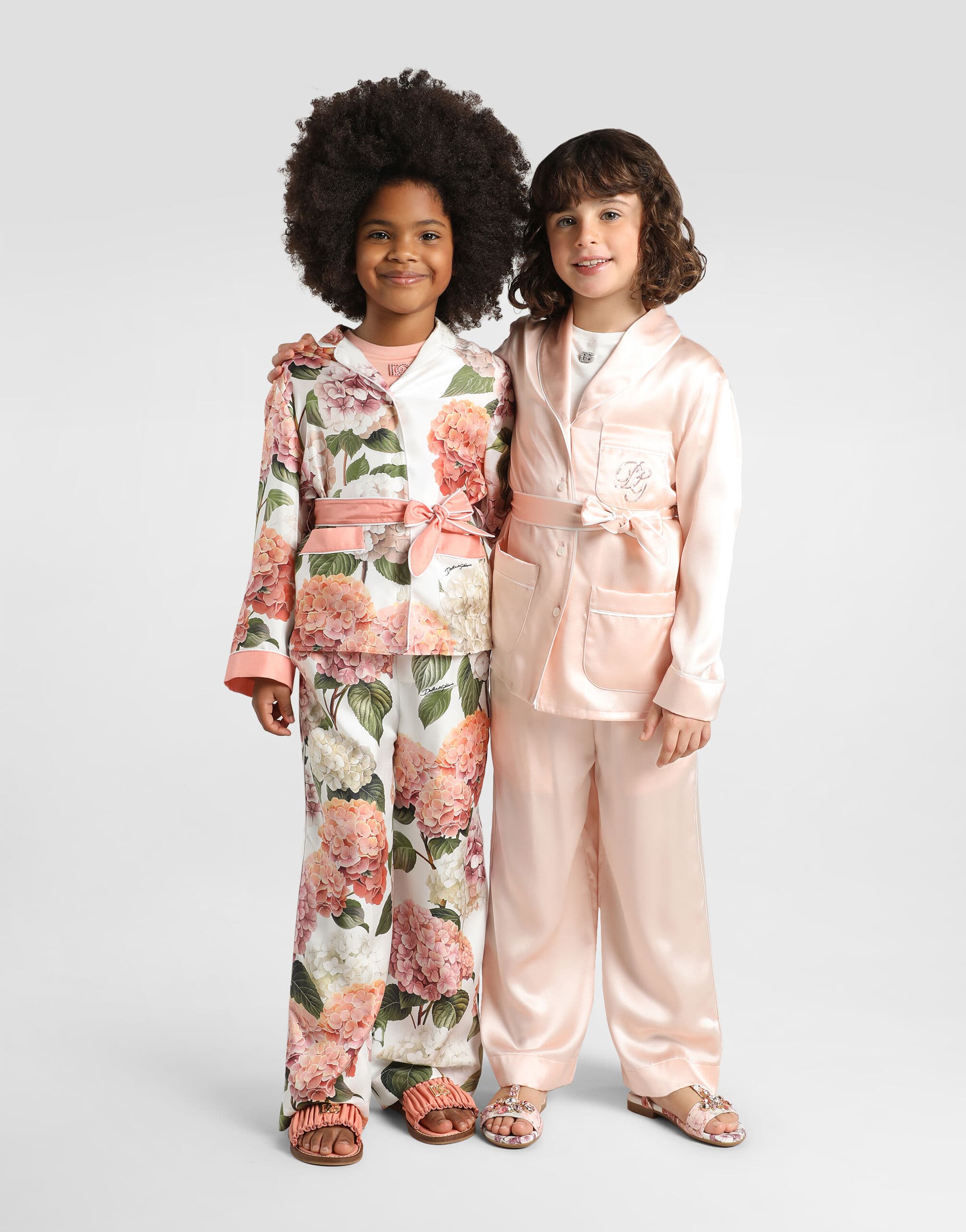 Dolce & Gabbana Kids дитячі штани з шовкового твілу з принтом гортензій - 7