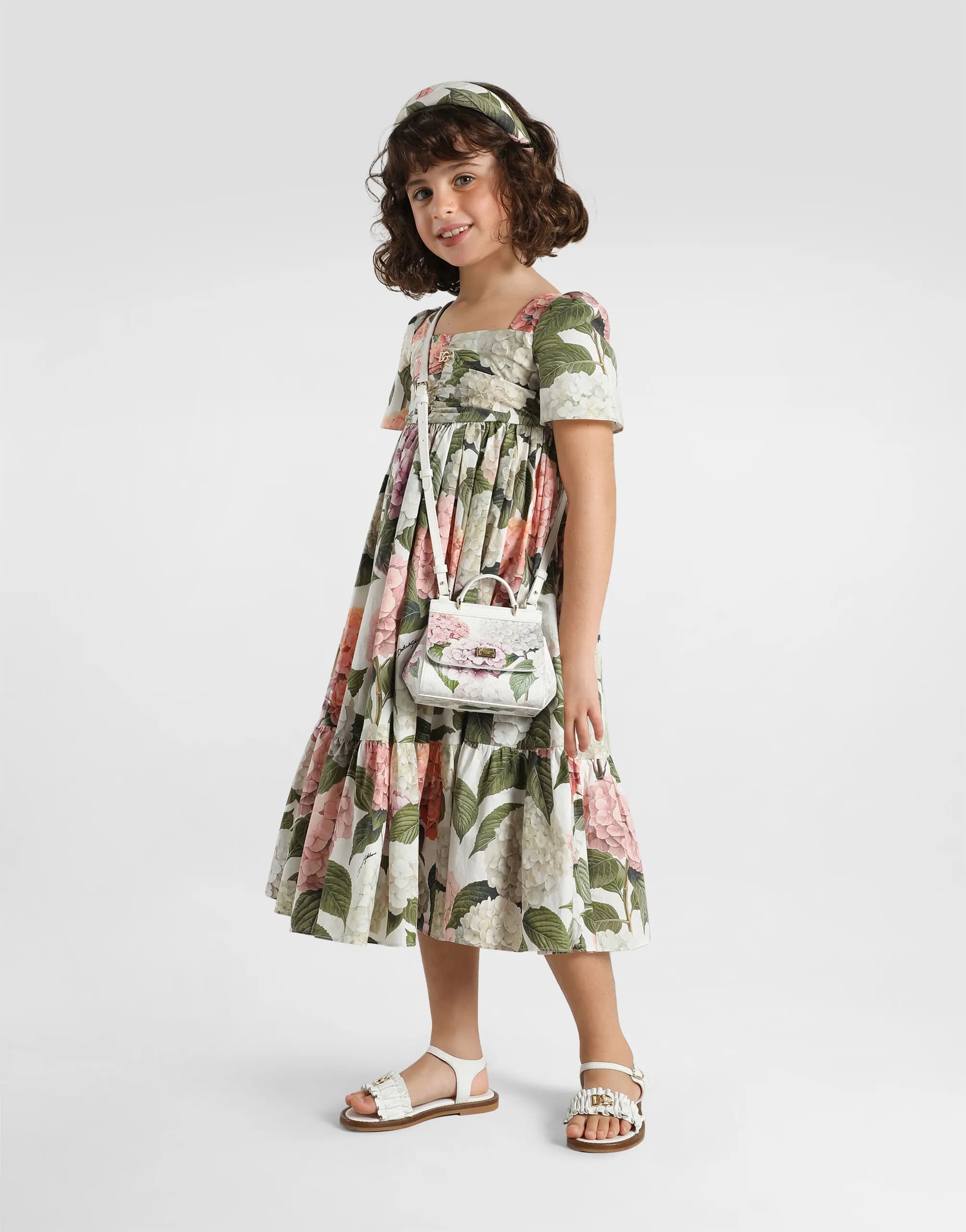 Dolce & Gabbana Kids дитяча обідок з поплину з принтом гортензій - 2