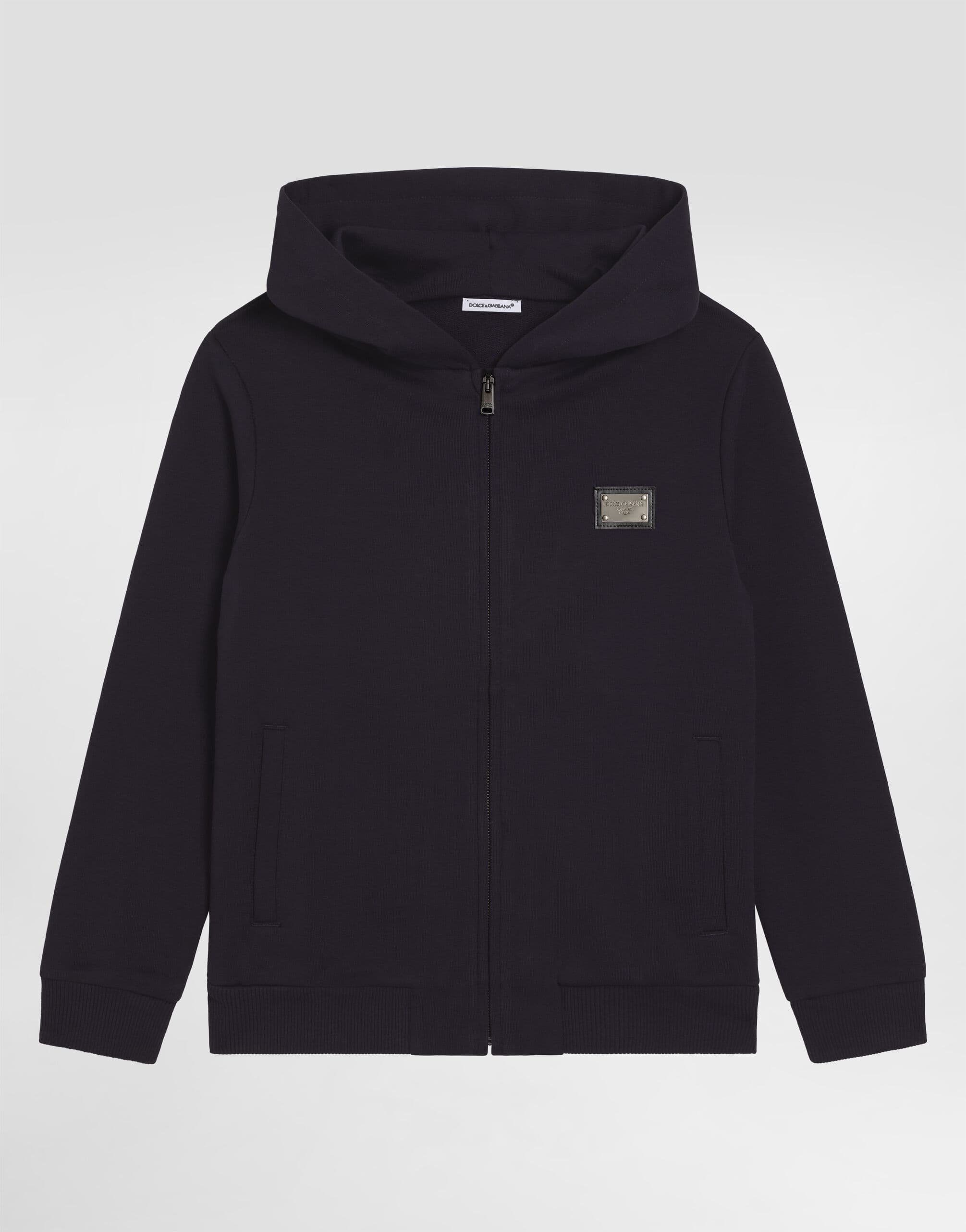 Dolce & Gabbana Kids дитяча толстовка з капюшоном та металевою плашкою логотипу DG - 1