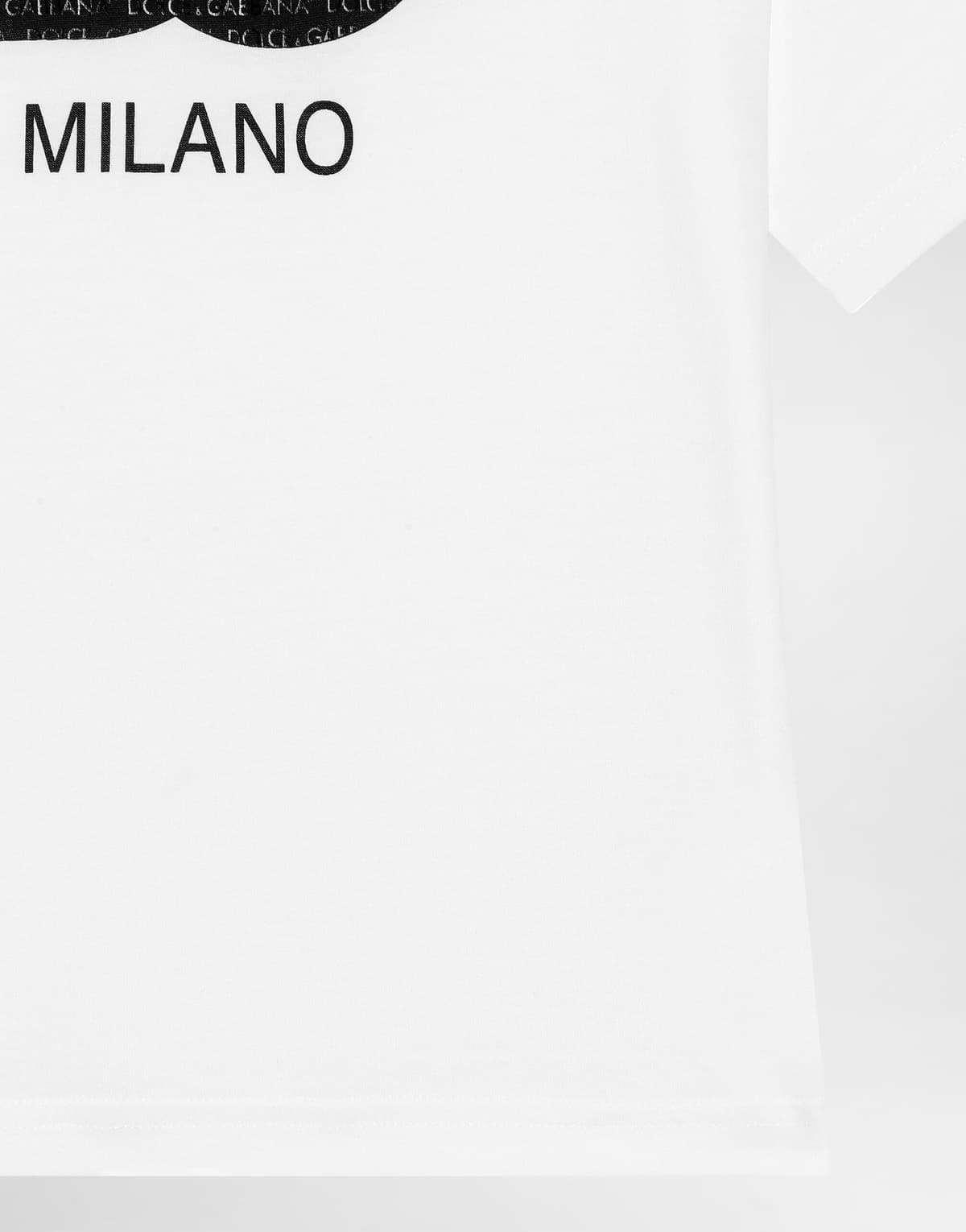 Dolce & Gabbana Kids Dziecięcy T-shirt jersey z woskowanym nadrukiem logo DG Milano - 5