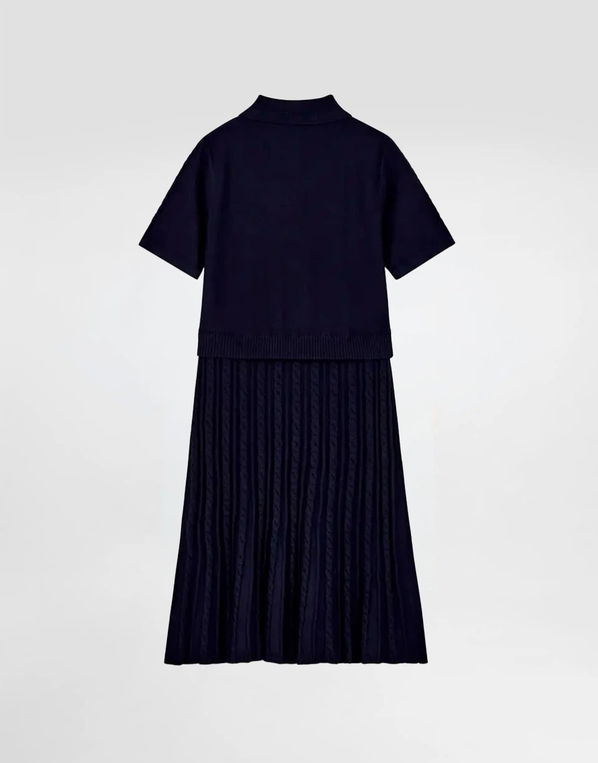 Emporio Armani Dziecięca sukienka z dzianiny z kołnierzem polo i plisowaną spódnicą - 4