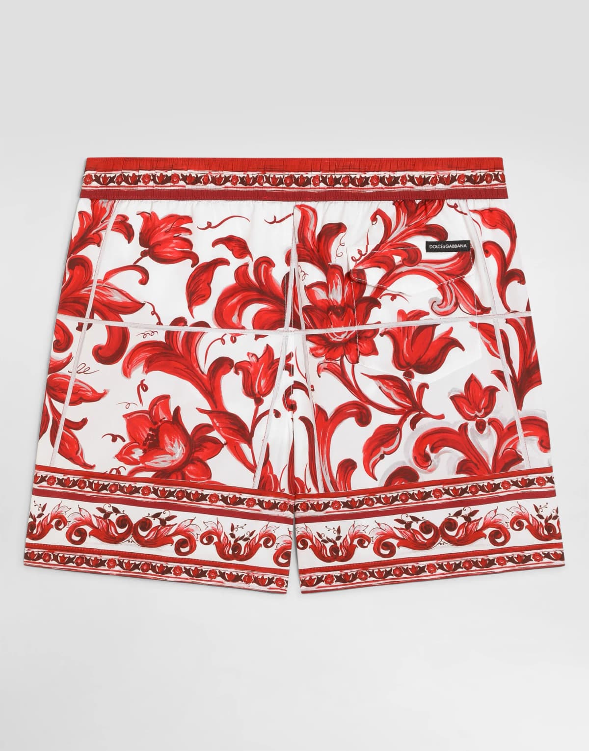 Dolce & Gabbana Kids Chłopięce bokserki kąpielowe z nylonu z nadrukiem Majolica - 3
