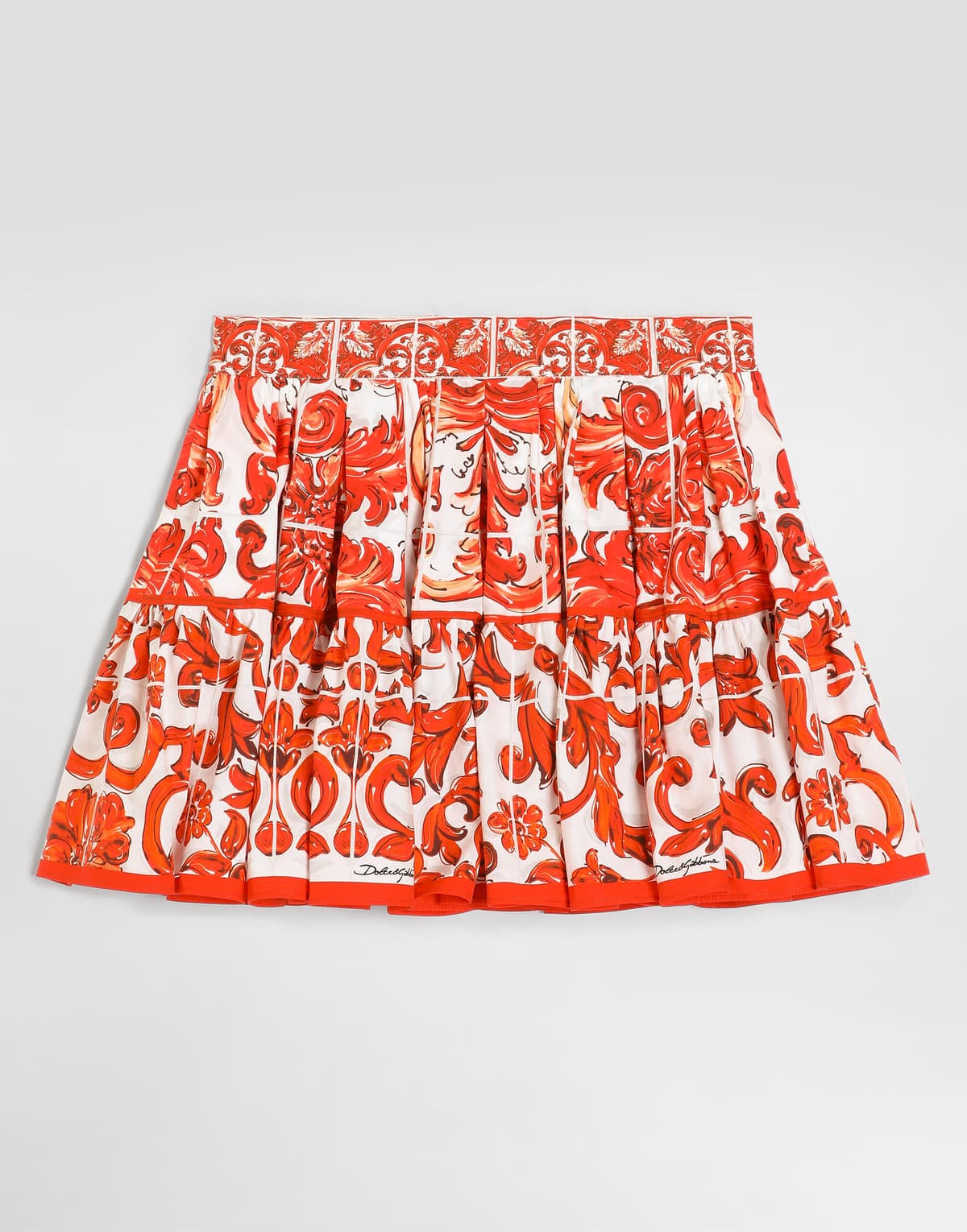 Dolce & Gabbana Kids Girls Majolica-Print Poplin Skirt