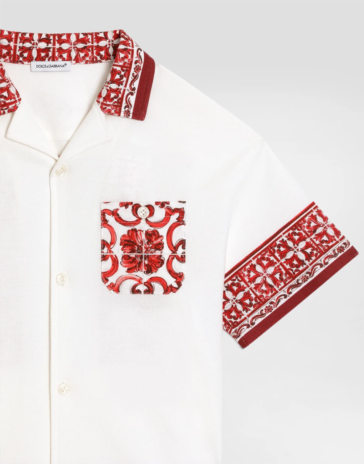 Dolce & Gabbana Kids Хлопчача сорочка Hawaii з подвійного піке з принтом Majolica - 4