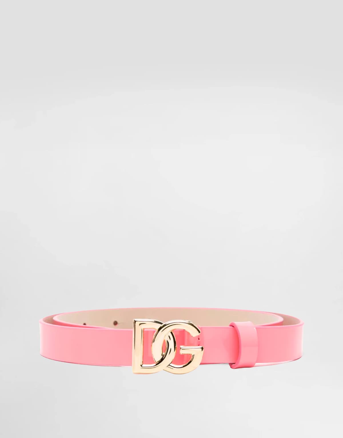 Dolce & Gabbana Kids' Patent Calfskin Belt with Gold-Tone DG Logo Buckle