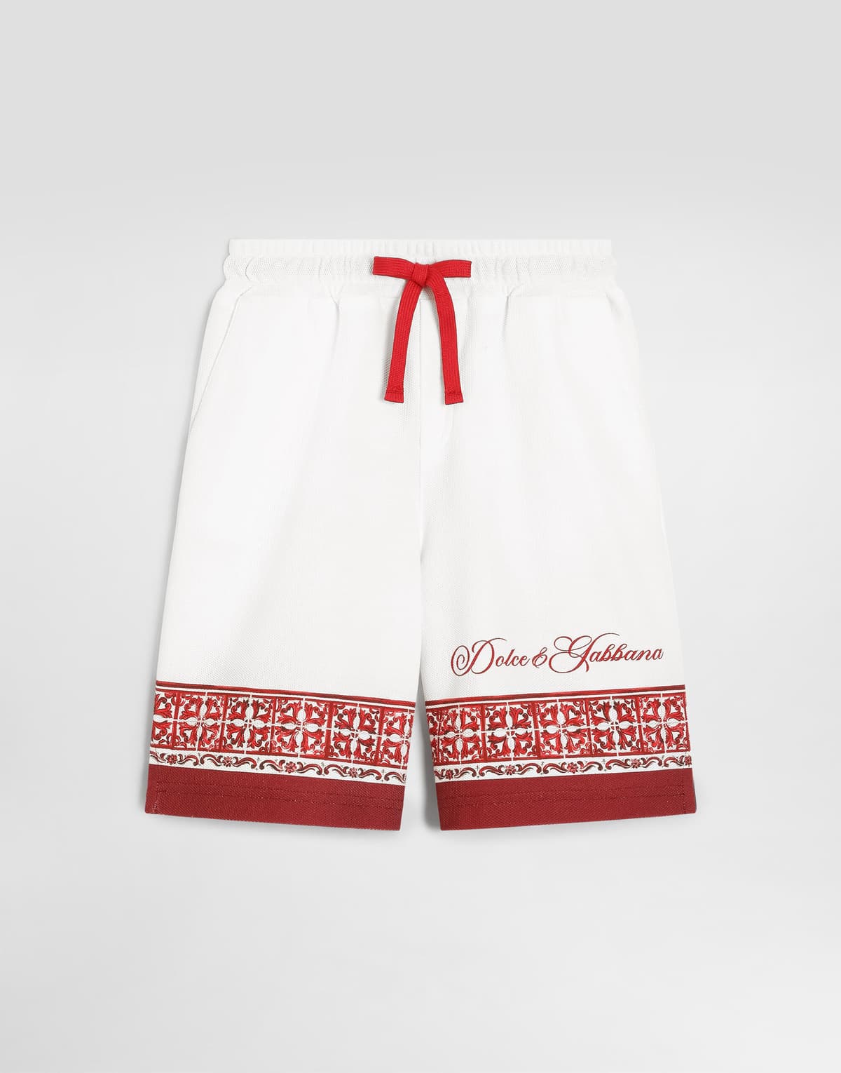 Dolce & Gabbana Kids Boys Majolica-Print Double Piqué Bermuda Shorts
