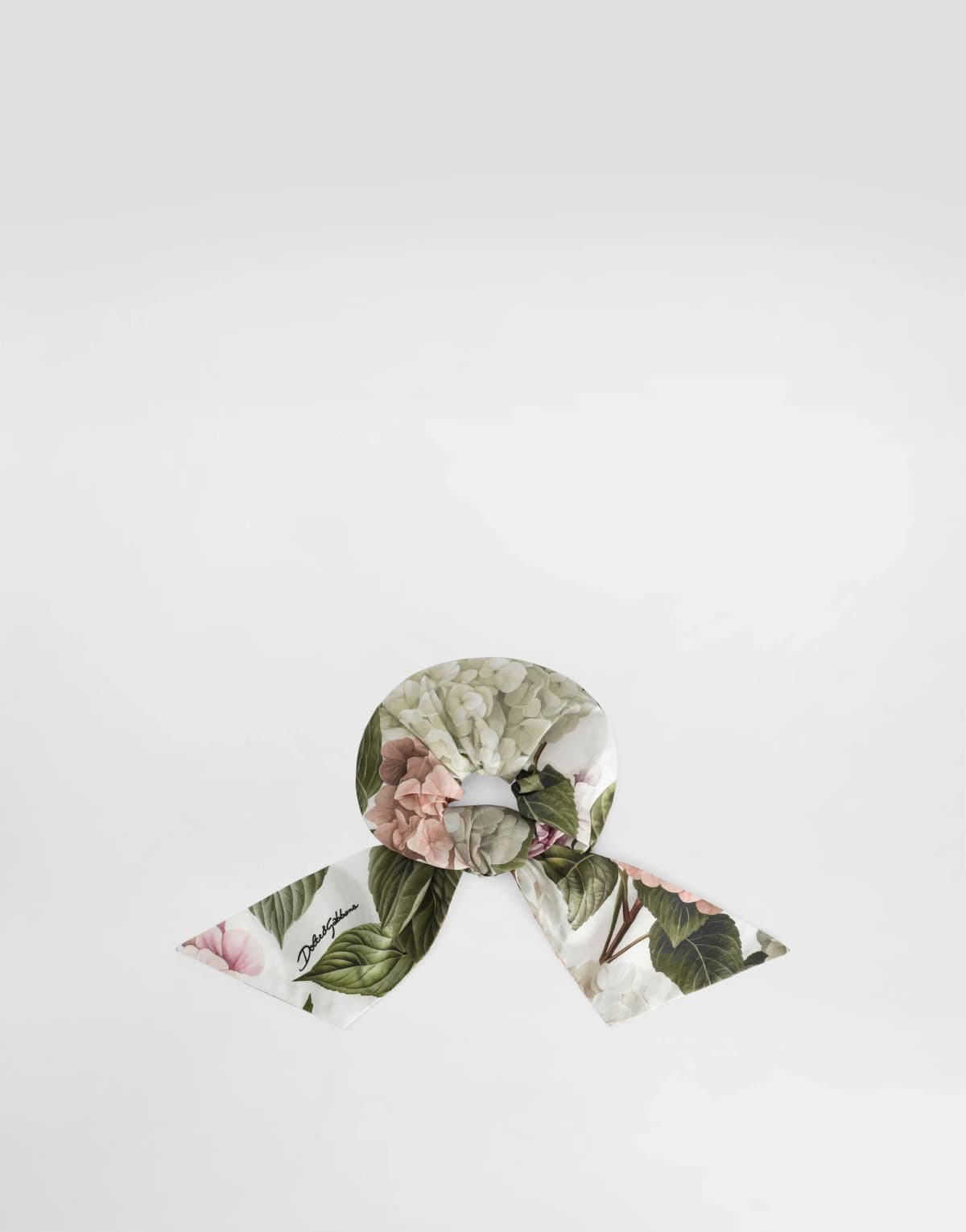 Dolce & Gabbana Kids Hydrangea-Print Poplin Scrunchie with Tails