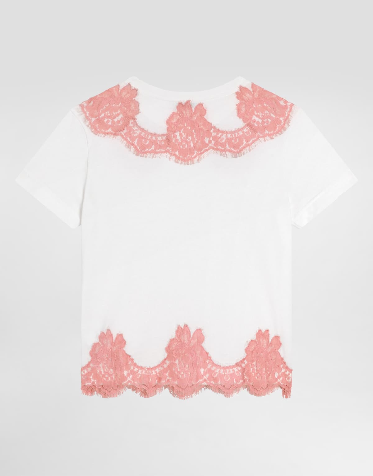 Dolce & Gabbana Kids dziecięcy T-shirt jersey z koronką i haftem DG - 2