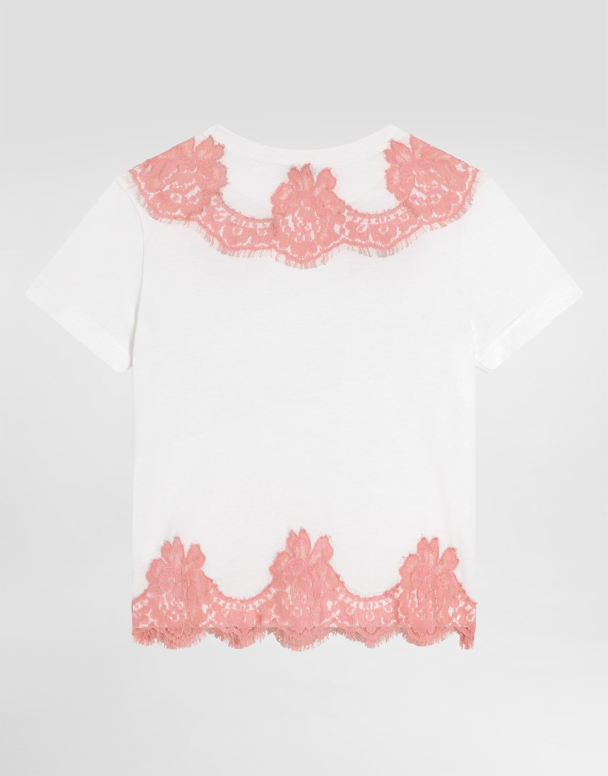 Dolce & Gabbana Kids Дитяча футболка джерсі з мереживом та вишивкою DG - 2