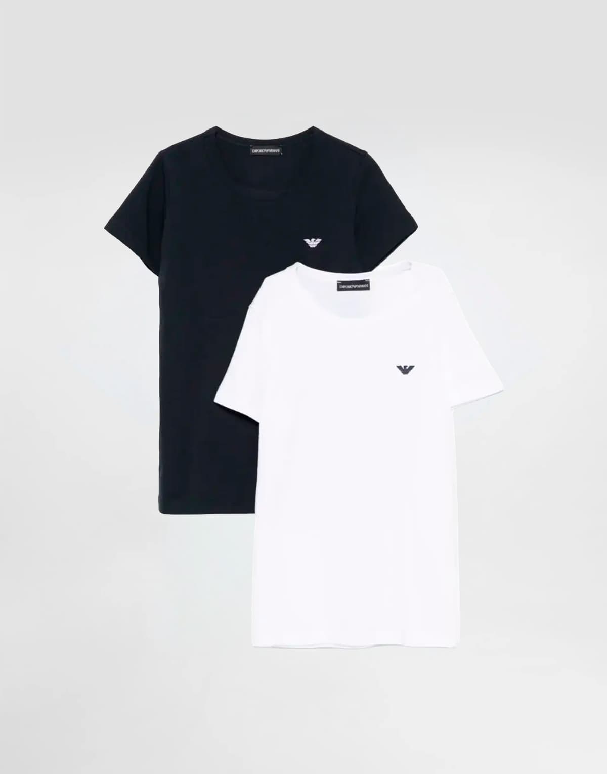 Emporio Armani​ Dziecięcy dwupak T-shirtów z okrągłym dekoltem z logo