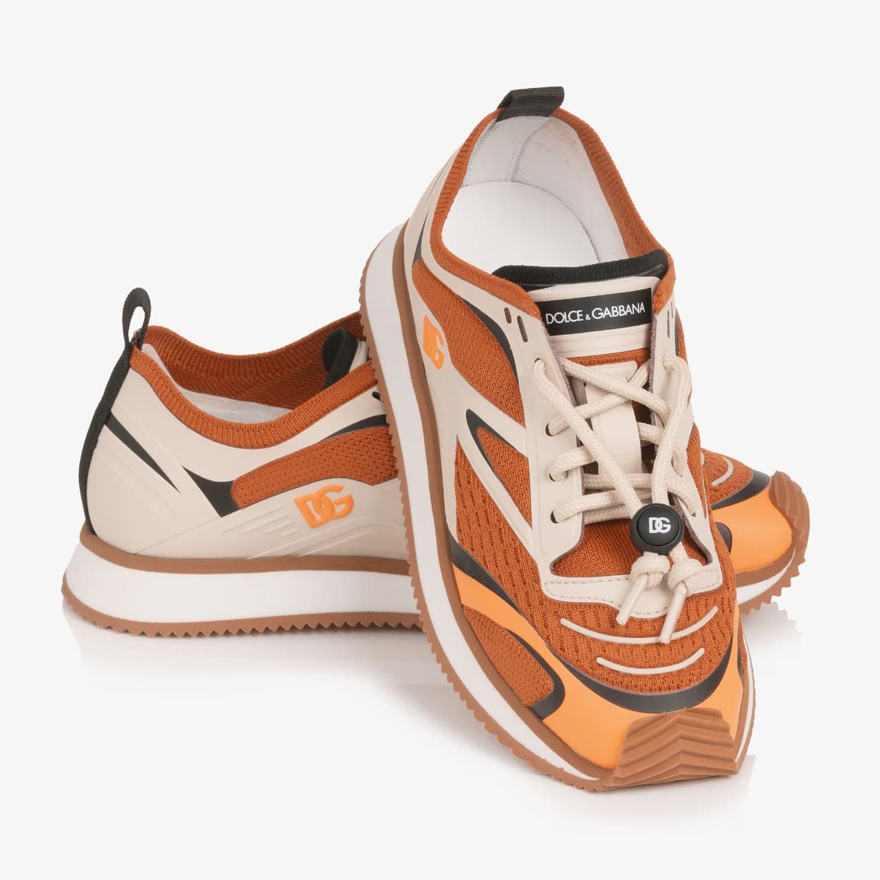 Dolce & Gabbana Kids Дитячі кросівки low-top з помаранчевої трикотажної сітки з логотипом DG - 6