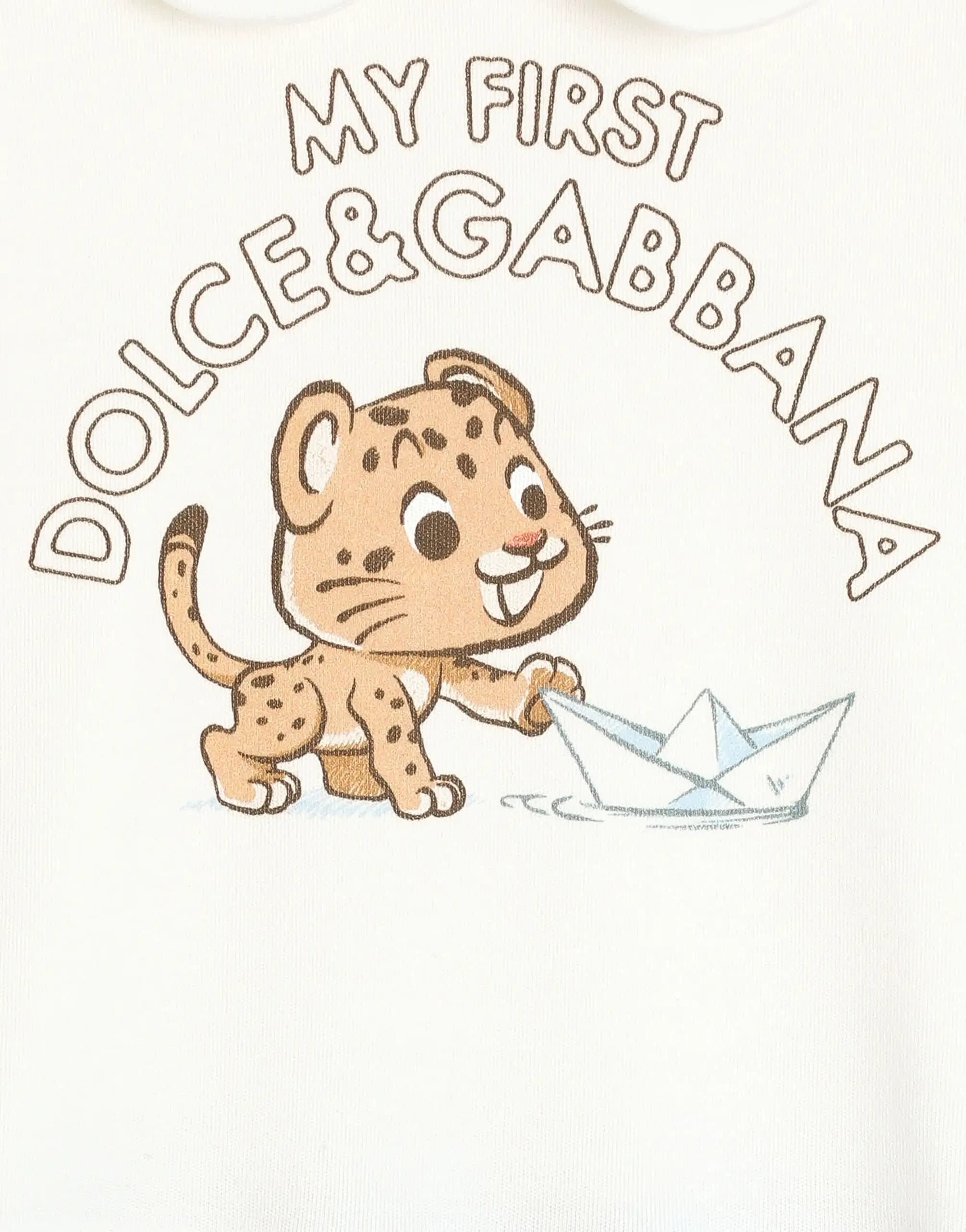 Dolce & Gabbana Kids 3-częściowy zestaw prezentowy z interloku z nadrukiem leoparda i łodzi - 5