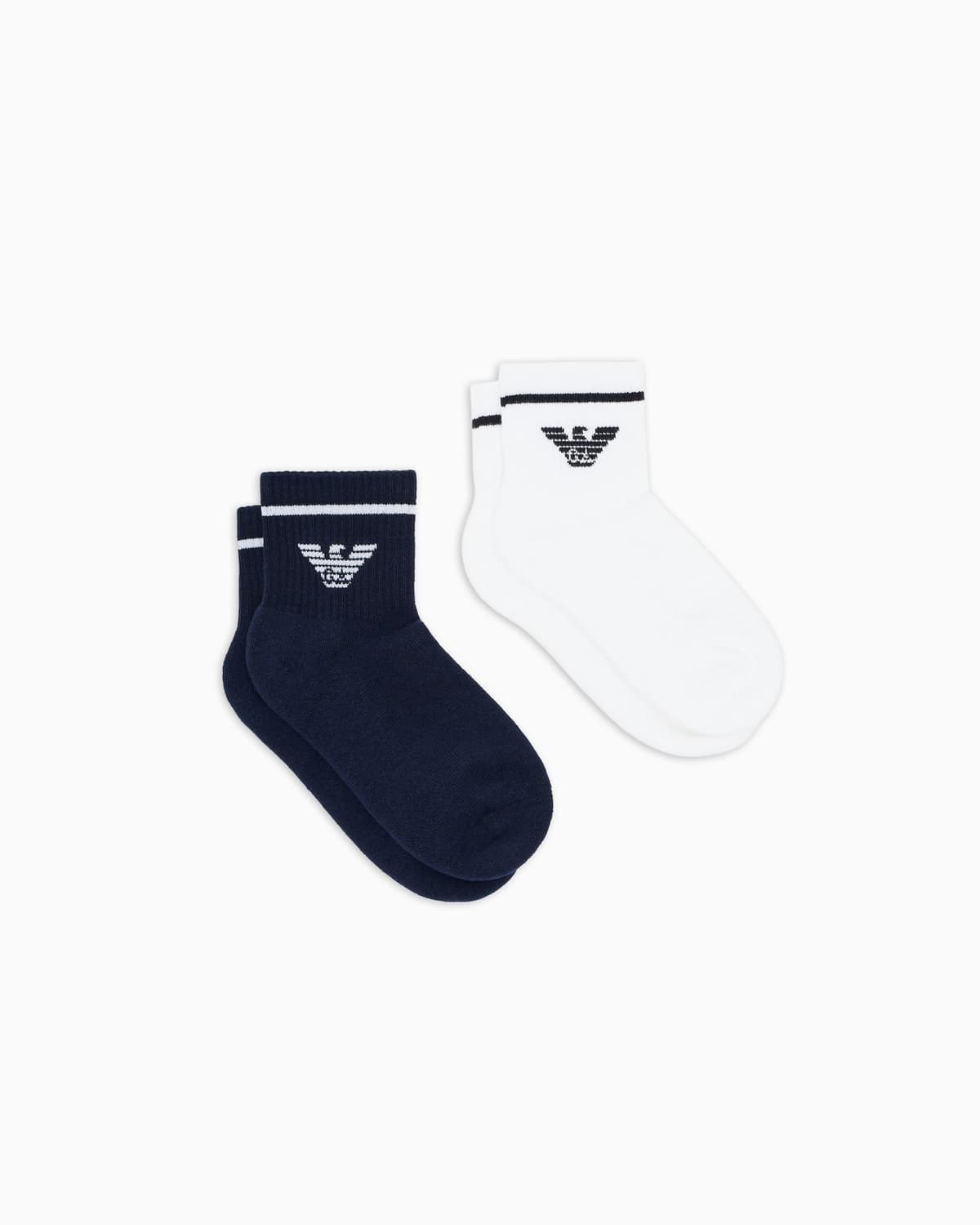 Emporio Armani Kids Two-Pack Terry Cotton Socks with Jacquard Eagle