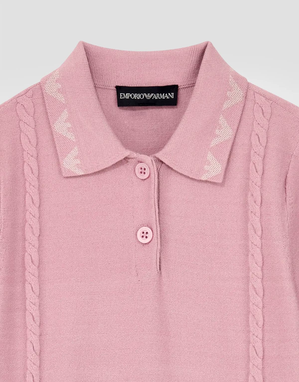 Emporio Armani Dziewczęca sukienka z dzianiny z kołnierzem polo i plisowaną spódnicą - 4
