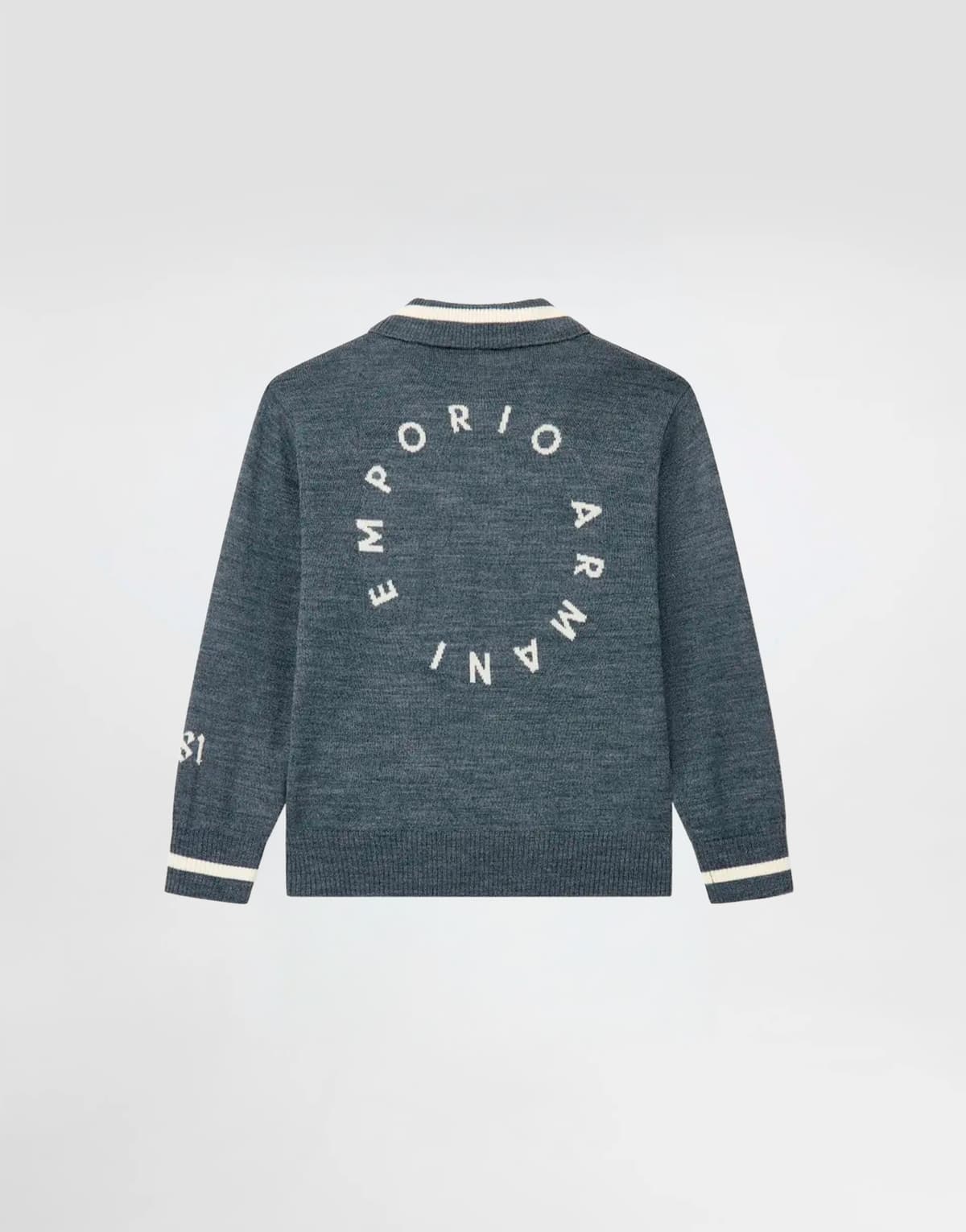 Emporio Armani Dziecięcy teksturowany sweter polo z naszywkami varsity - 3
