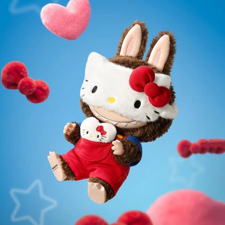 Велика колекційна іграшка POP MART The Monsters Hello Kitty Vinyl Plush Doll – Плюшевий Лабубу х Санріо (38 см) - 5