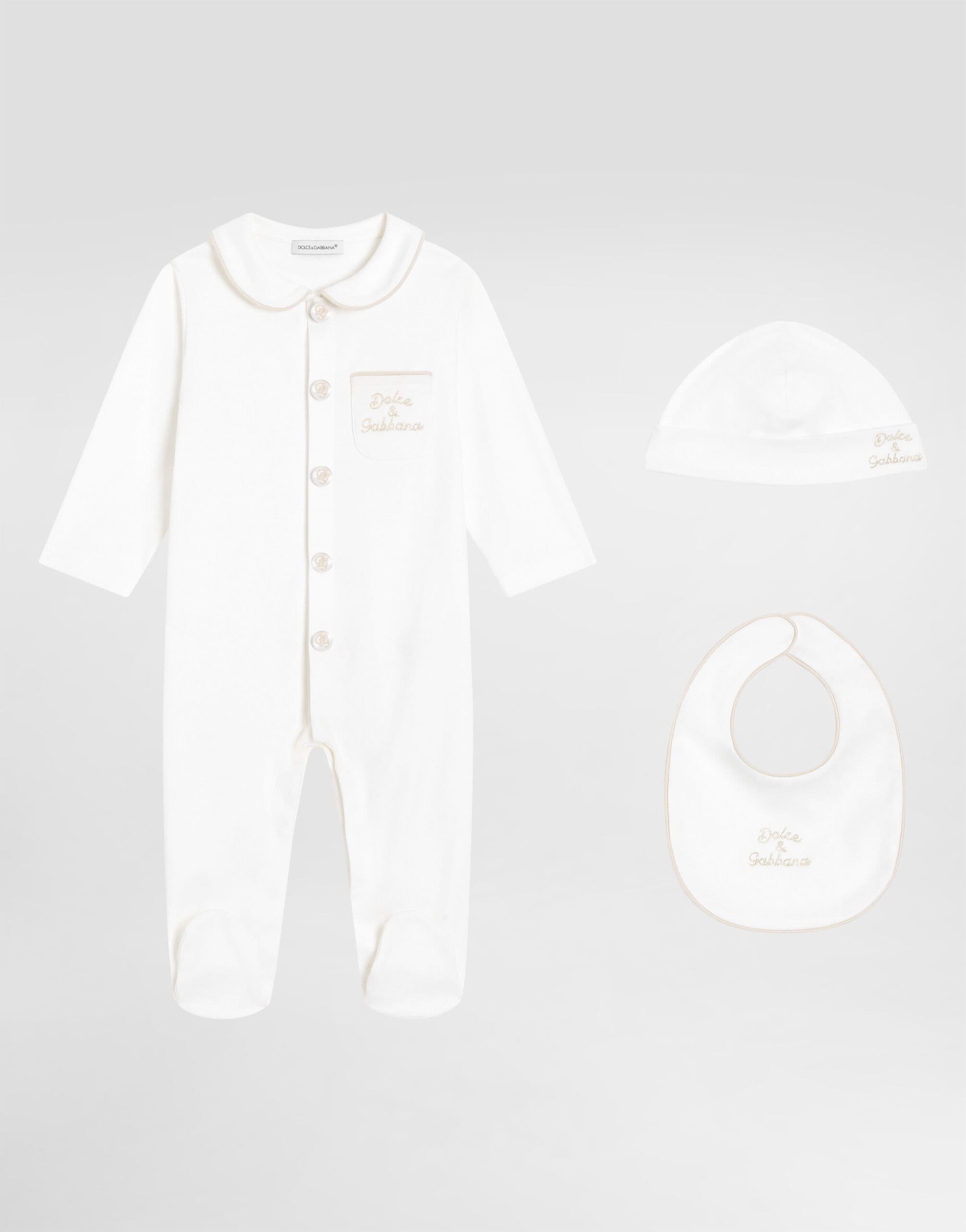 Dolce & Gabbana Kids Dziecięcy 3-częściowy zestaw prezentowy z interloku z haftem łańcuszkowym - 1
