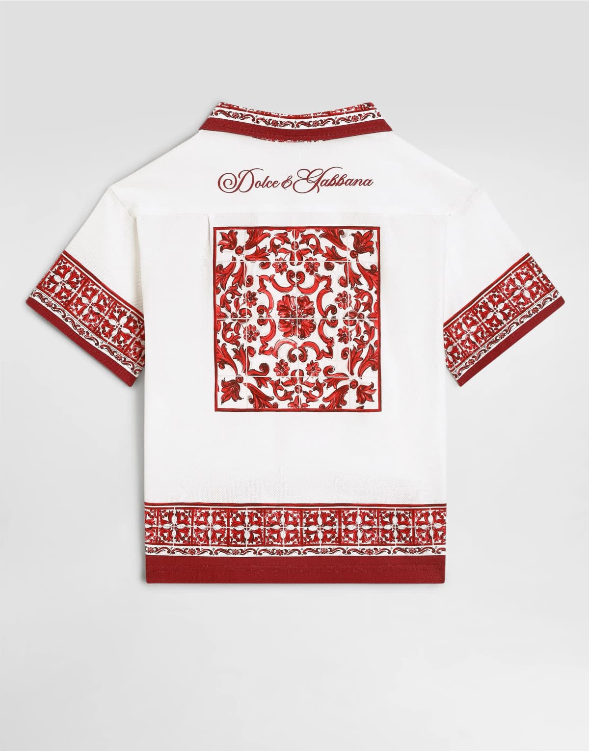 Dolce & Gabbana Kids Хлопчача сорочка Hawaii з подвійного піке з принтом Majolica - 3