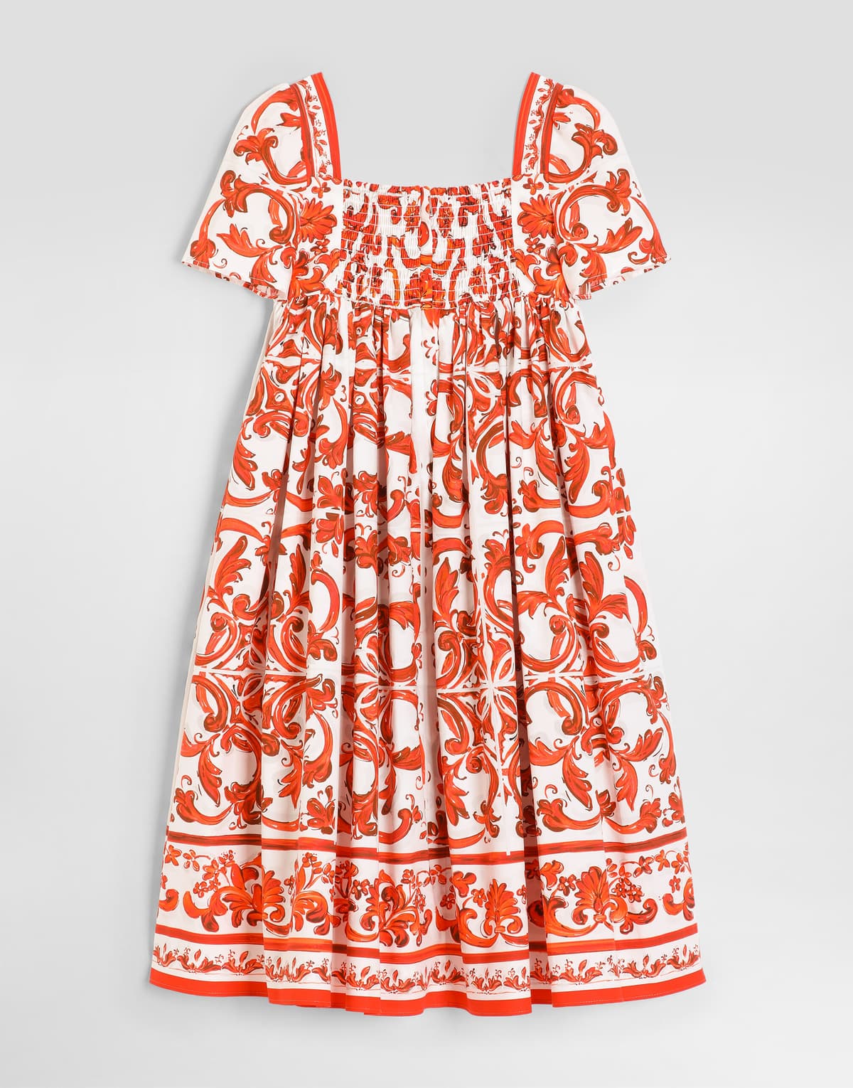 Dolce & Gabbana Kids Dziewczęca sukienka z popeliny z nadrukiem Majolica - 7