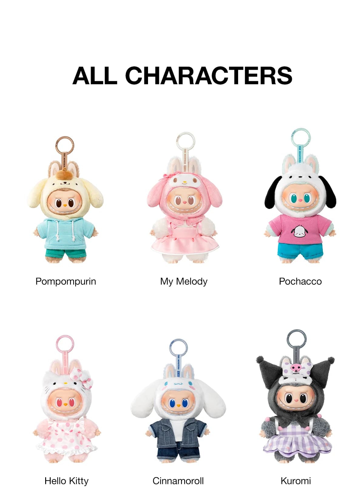 POP MART The Monsters Hello Kitty and Friends Series Vinyl Plush Pendant – Brelok Niespodzianka Labubu x Sanrio - 4