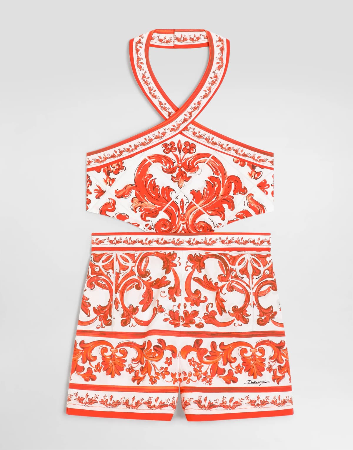 Dolce & Gabbana Kids Girls Majolica-Print Poplin Jumpsuit