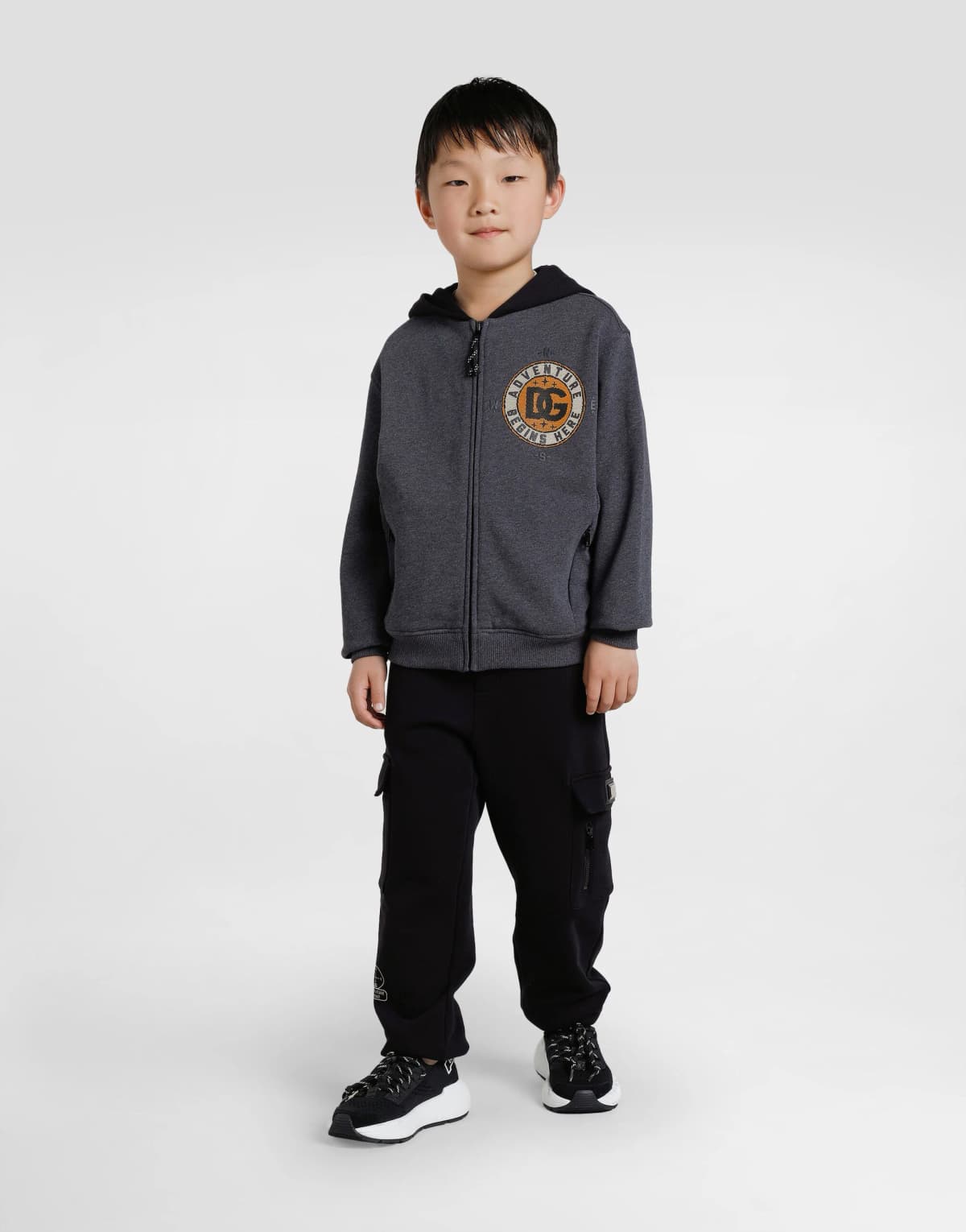 Dolce & Gabbana Kids Дитячі кросівки з джерсі та спилку телячої шкіри - 5