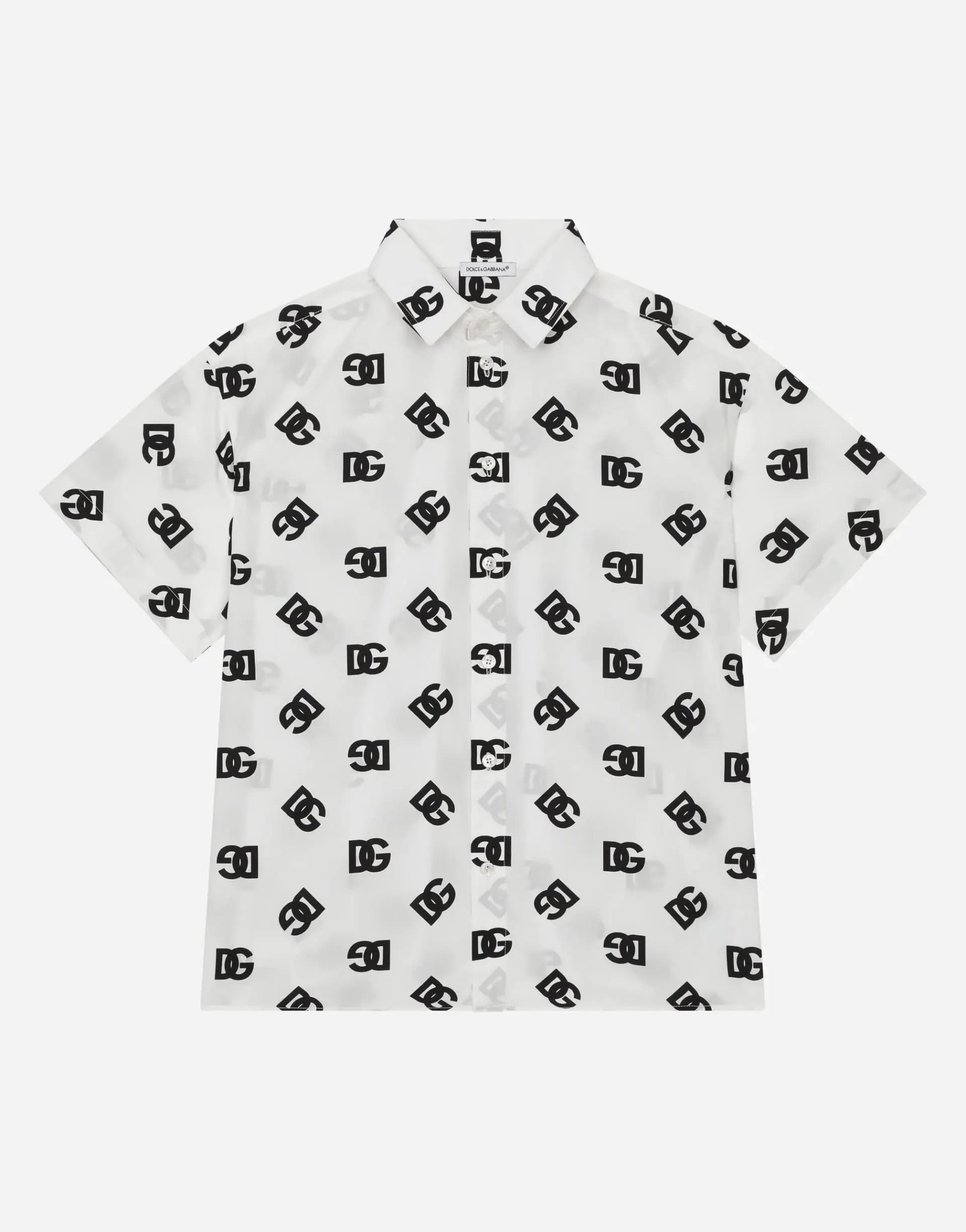 Dolce & Gabbana Kids дитяча сорочка з бавовняного поплінy з принтом логотипу DG - 1