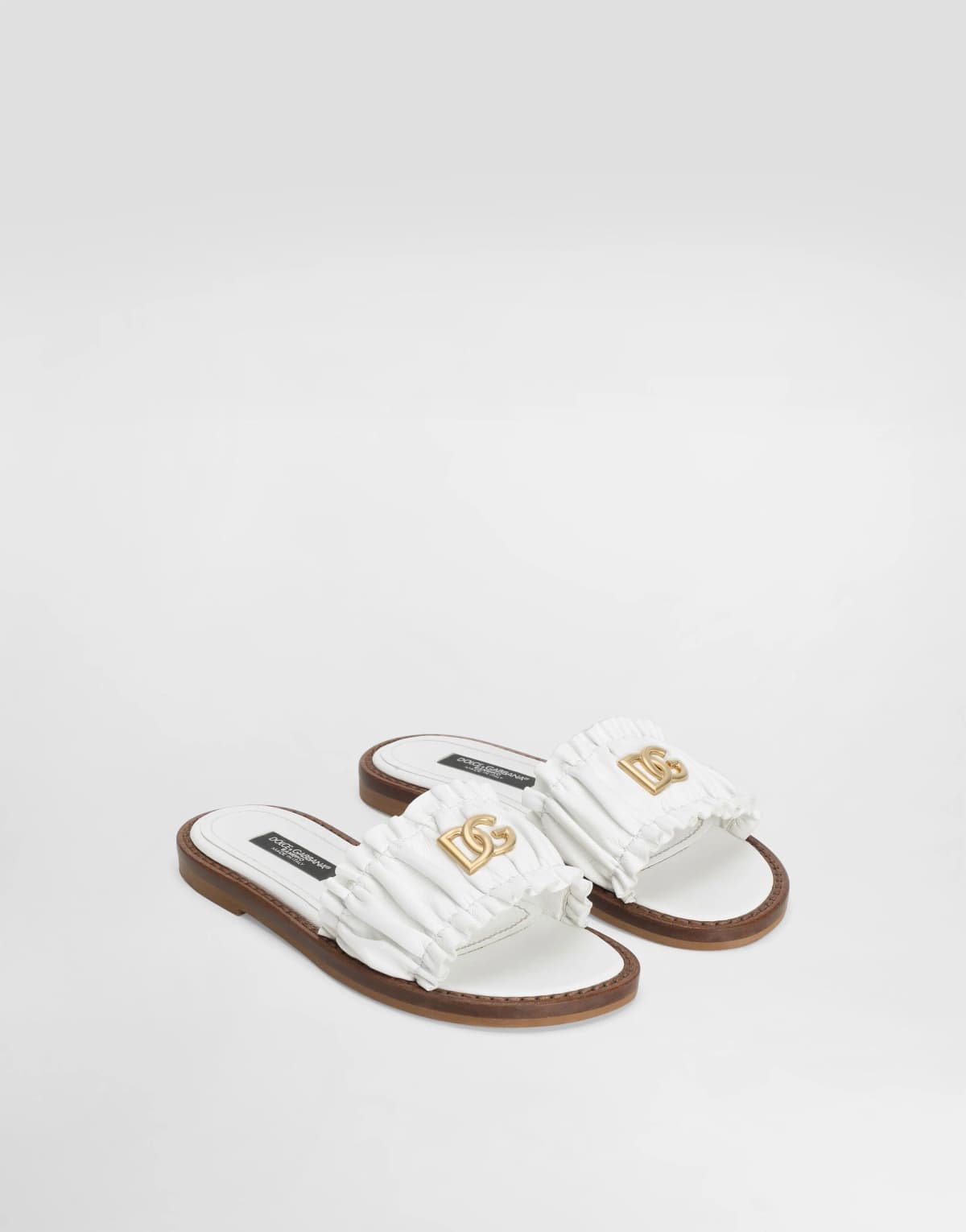 Dolce & Gabbana Kids Klapki ze skóry nappa - 5