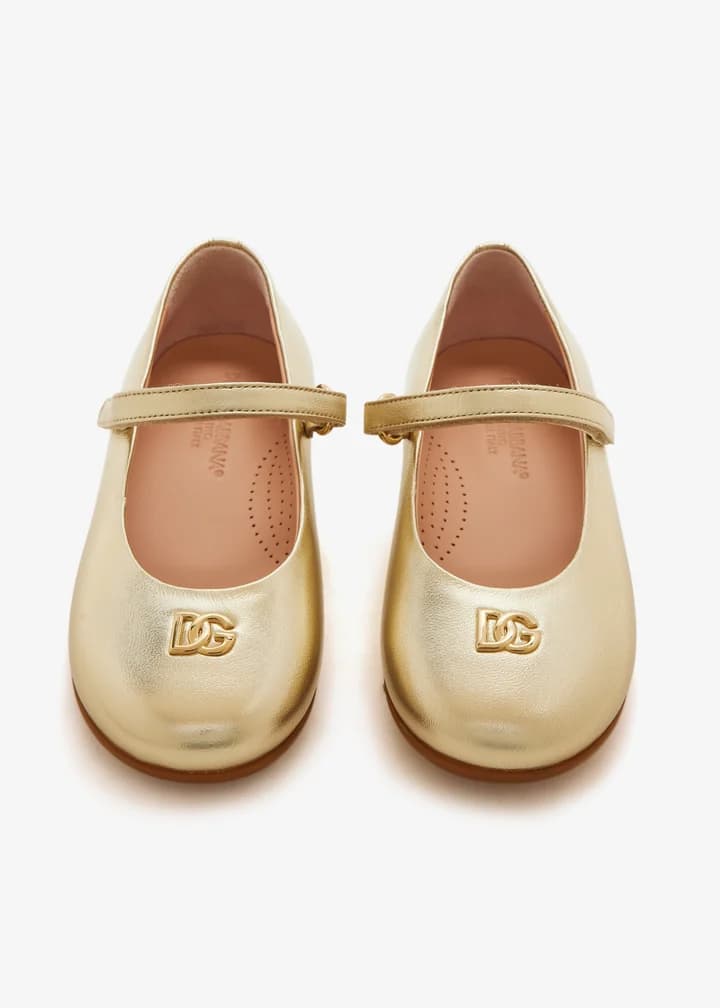 Балетки Dolce & Gabbana Kids з ламінованої шкіри наппа - 3