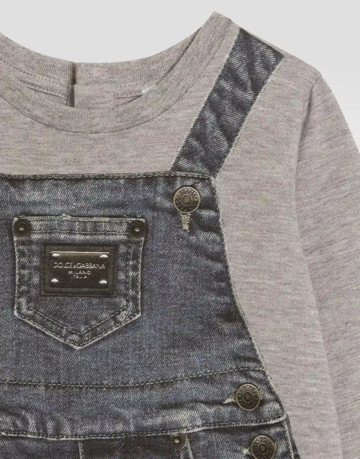 Dolce & Gabbana Kids niemowlęcy kombinezon jersey z nadrukiem imitującym denim - 3