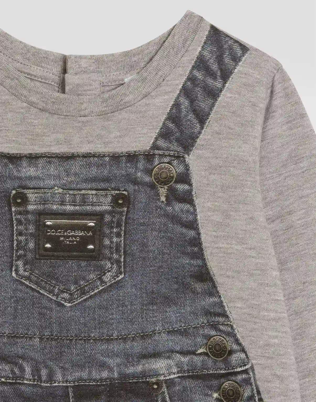 Dolce & Gabbana Kids niemowlęcy kombinezon jersey z nadrukiem imitującym denim - 3