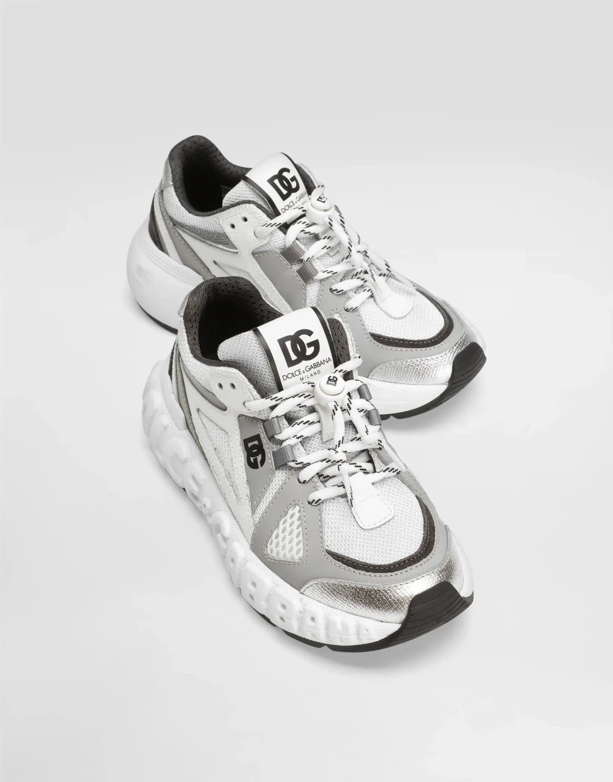 Dolce & Gabbana Kids Sneakers in mixed materials with DG logo - 4