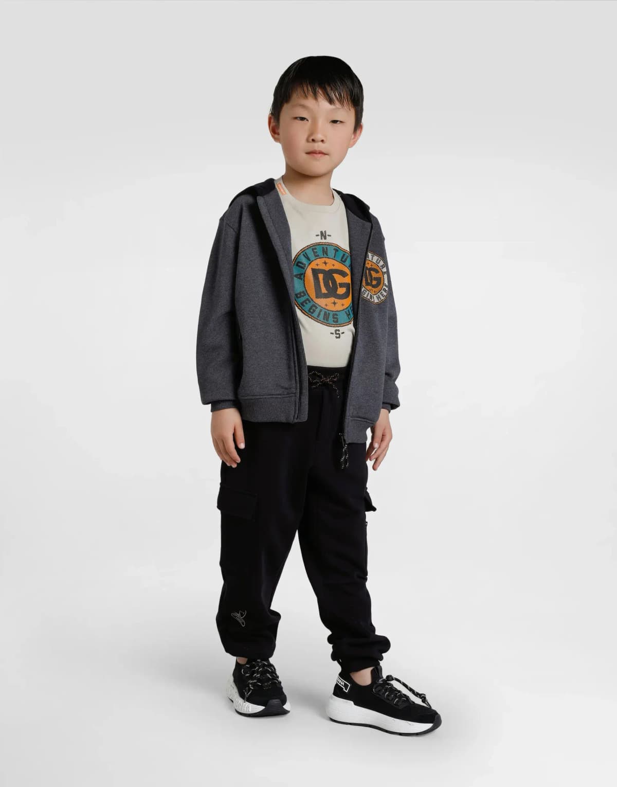 Dolce & Gabbana Kids Дитячі кросівки з джерсі та спилку телячої шкіри - 4