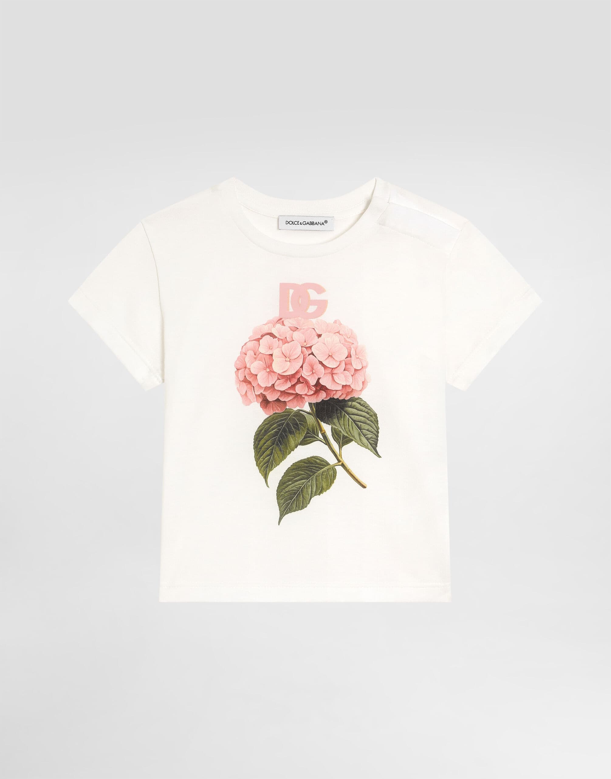Dolce & Gabbana Kids dziecięcy T-shirt jersey z nadrukiem hortensji - 1