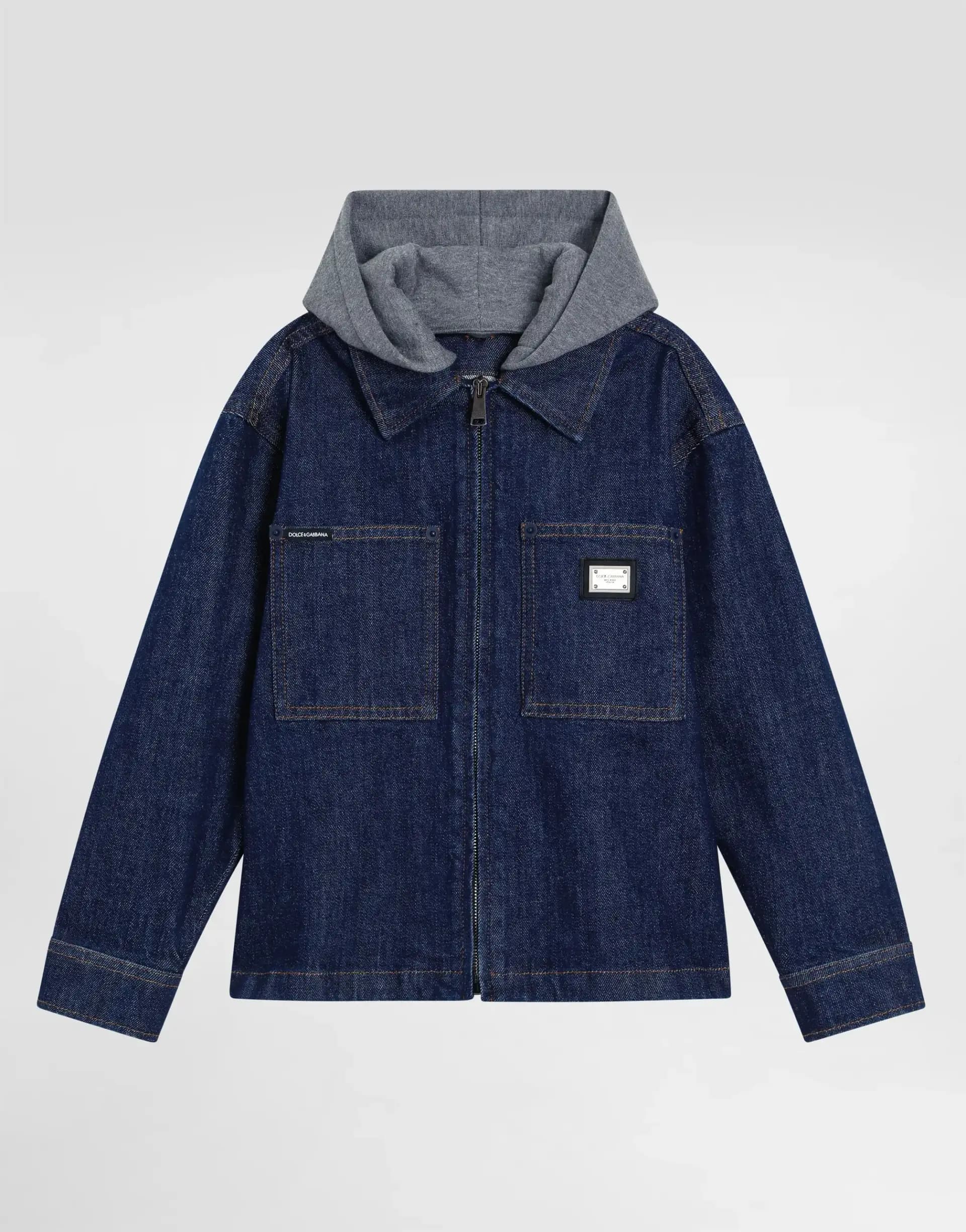 Dolce & Gabbana Kids Дитяча джинсова куртка з рельєфним логотипом - 1