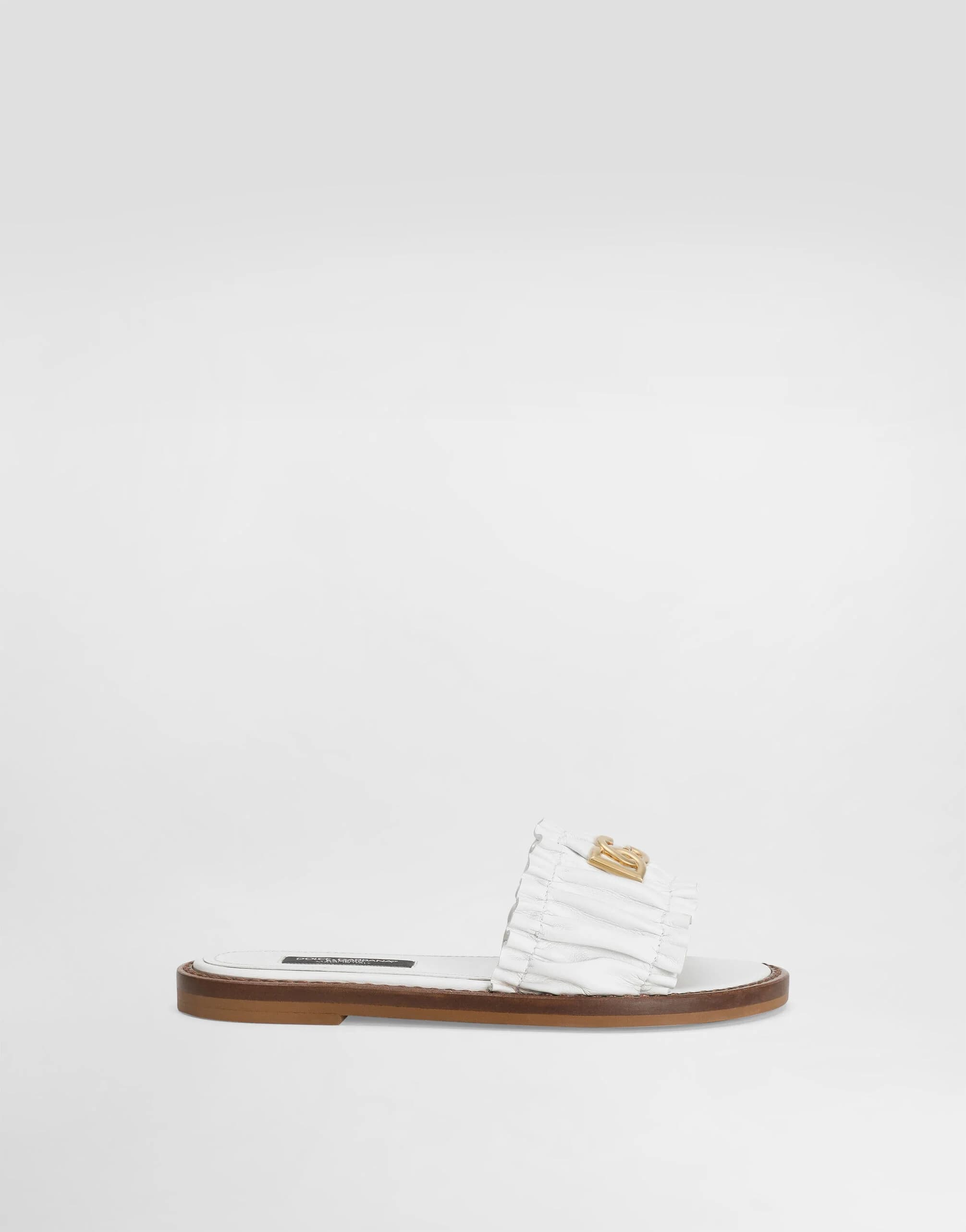 Dolce & Gabbana Kids Klapki ze skóry nappa - 1