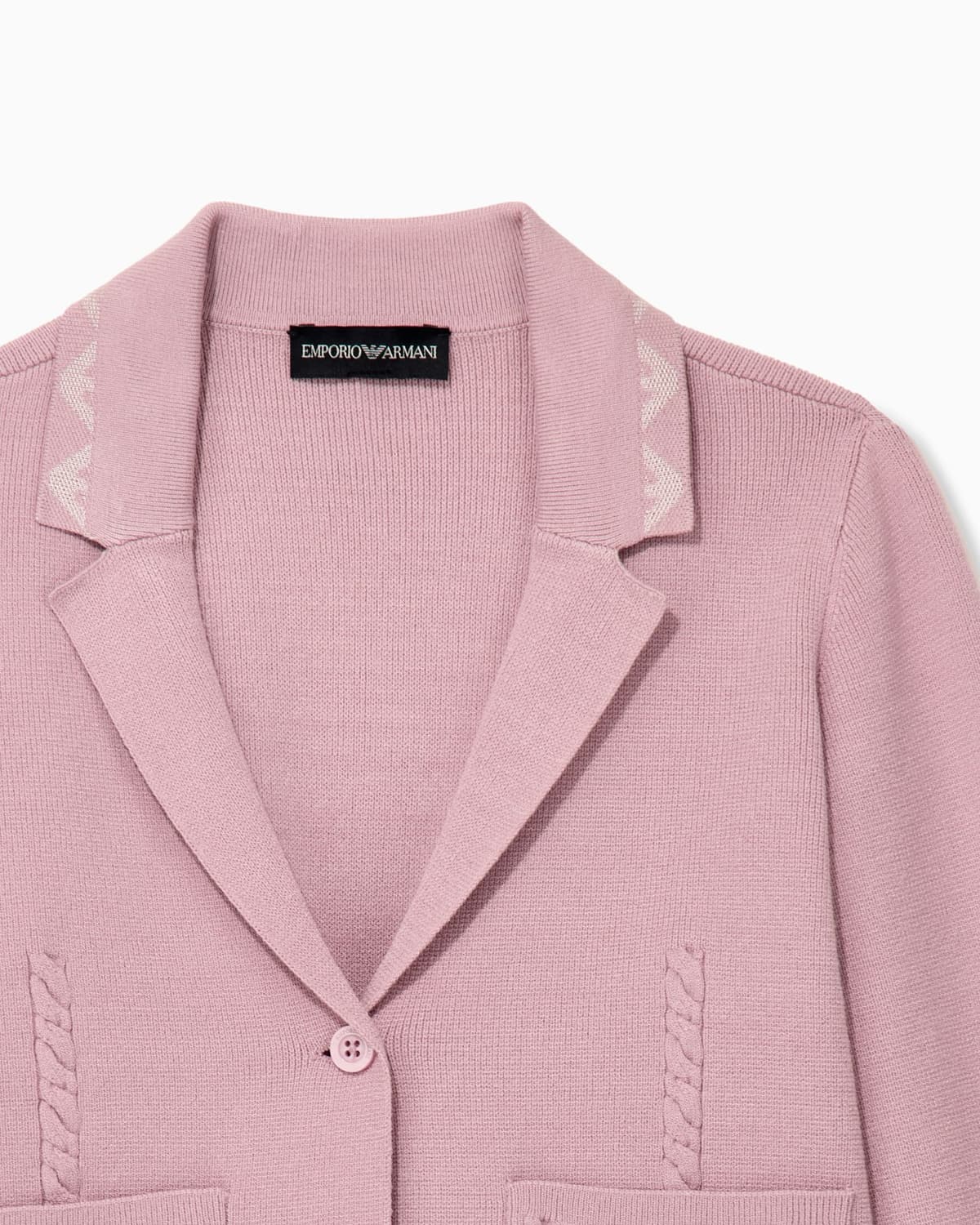 Emporio Armani Dziewczęcy kardigan z dzianiny z plecionymi kieszeniami i warkoczowym splotem na rękawach - 2
