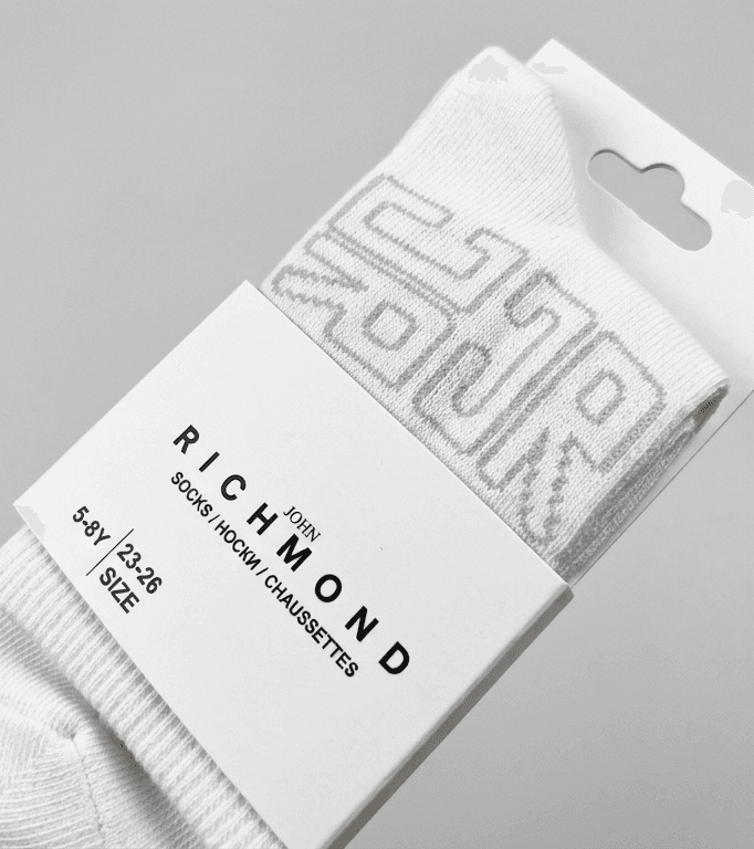 John Richmond Junior Dziecięce Biały skarpety z tonalnym logo JR - 2