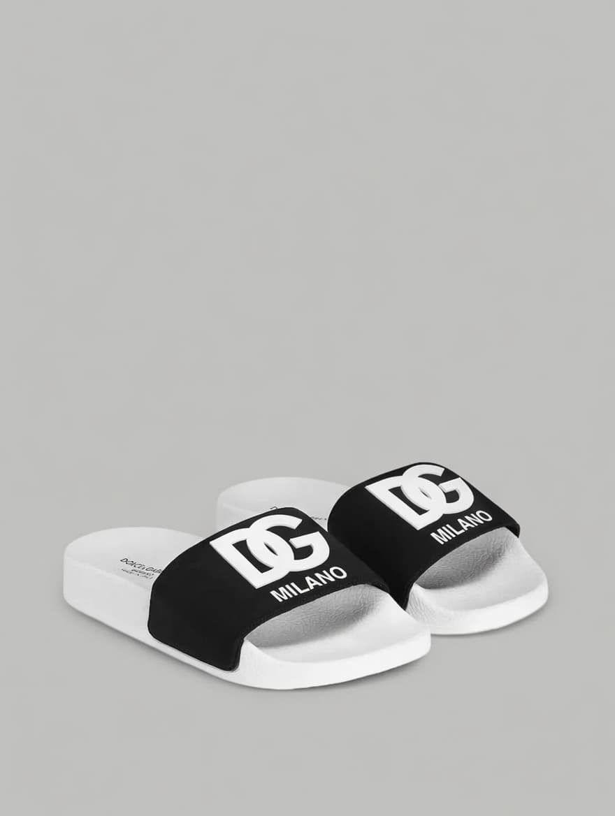 Dolce & Gabbana Kids White Slides with DG Milano Logo - 2